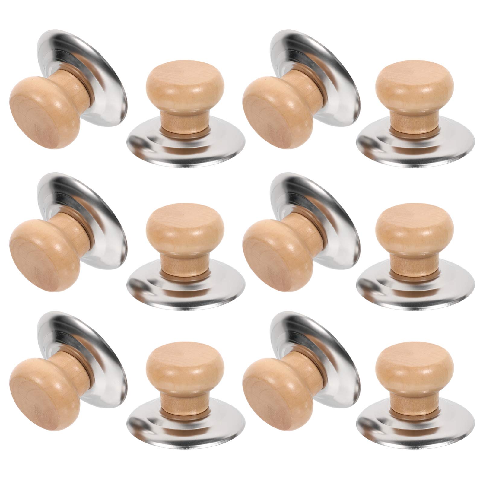 12pcs Universal Wooden Pot Lid Knobs - Solid Wood Cookware Handles for Saucepan, Glass & Stove Top Covers - Kitchen Accessories for Secure & Easy Grip While Cooking
