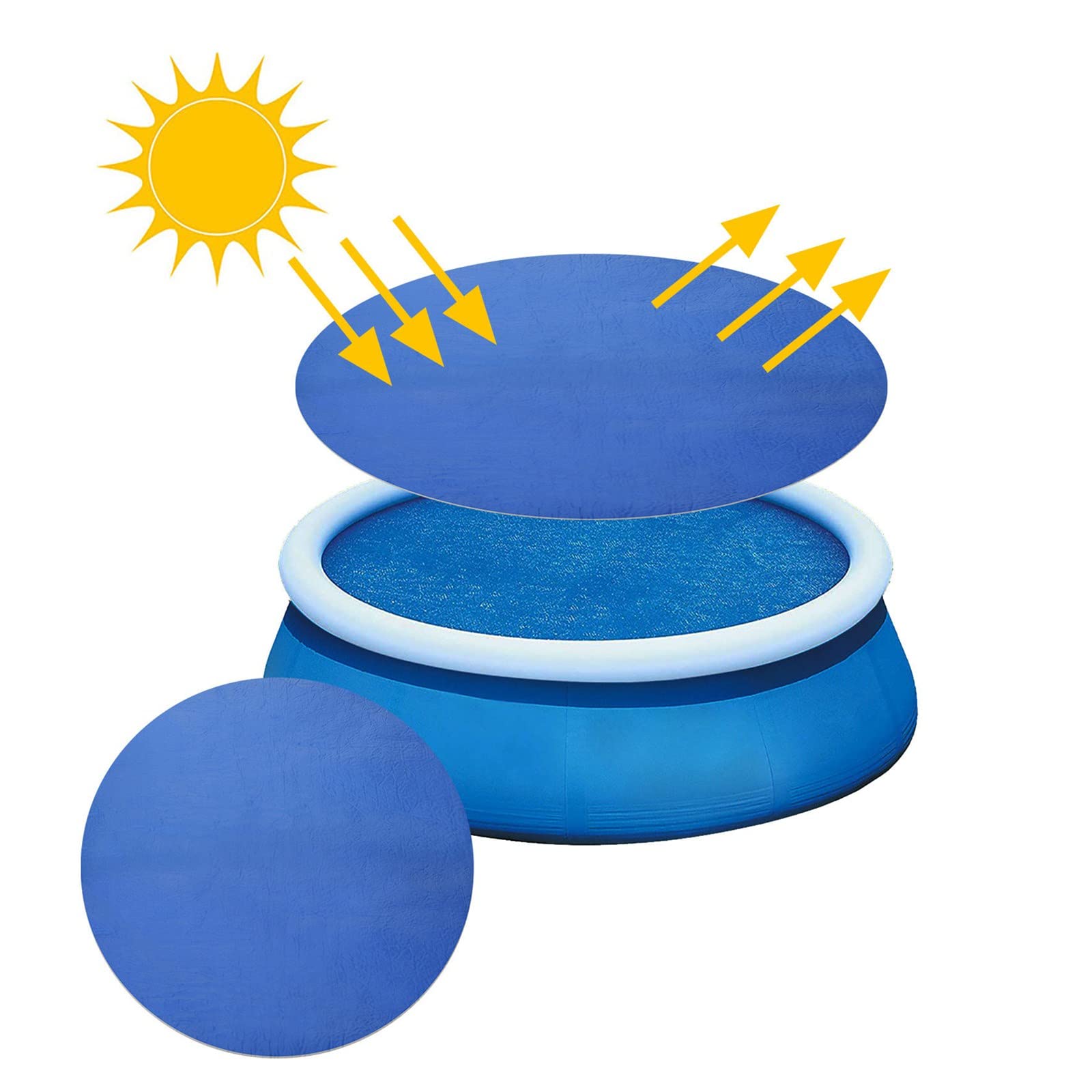 15ft Blue Solar Pool Cover for Round Swimming Pools (8ft 10ft 12ft 15ft) - Heavy Duty Solar Blanket for In-Ground & Above-Ground Pools & Hot Tubs - Energy Efficient Heating & Water Protection - Perfect for Summer, Winter & Year-Round Pool Maintenance
