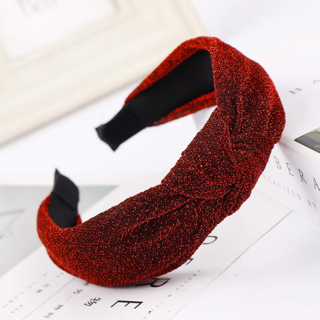 Bright Silk Bow Knot Hairband for Women - Elegant Head Hoop Hair Accessories in Wine Red - Perfect for Parties, Weddings & Everyday Wear