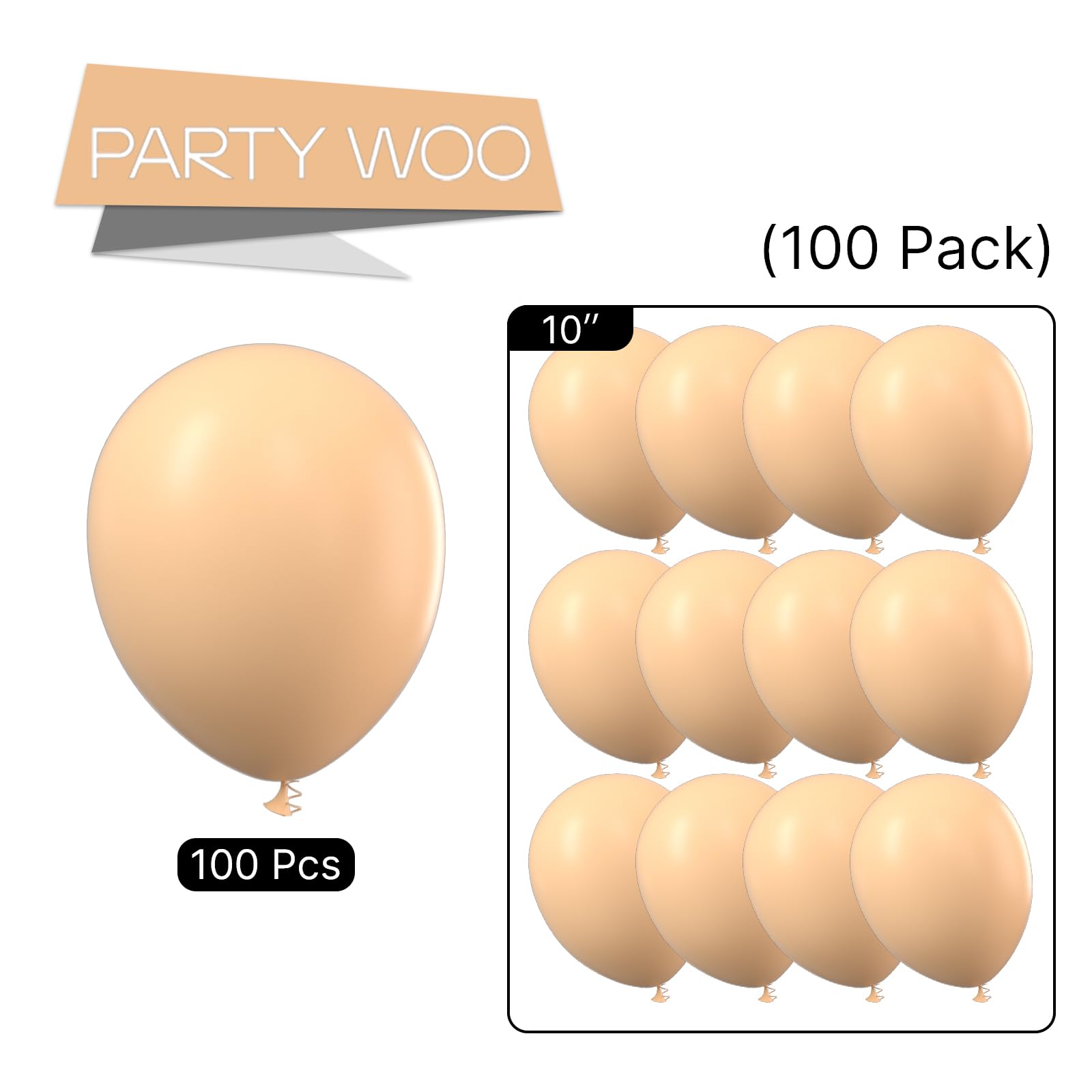 100-Pack 10 Inch Boho Apricot Balloons - Nude & Beige Balloons for Balloon Garland, Arch, Party Decor, Birthday, Baby Shower | Elegant Wedding & Home Decoration