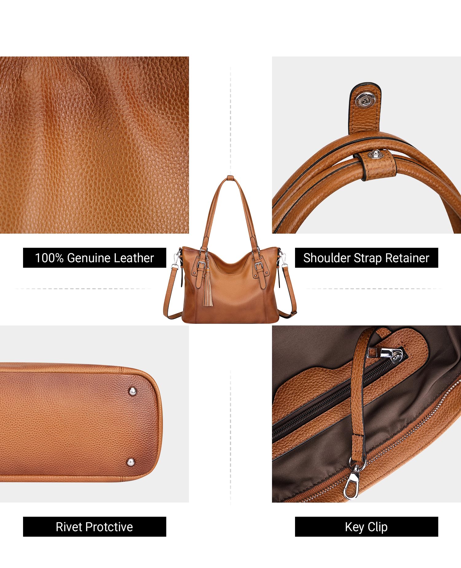 Genuine Leather Women's Shoulder Bag - Stylish Tote & Crossbody Purse for Ladies - Soft & Durable Handbag for Work, Travel & Everyday Use