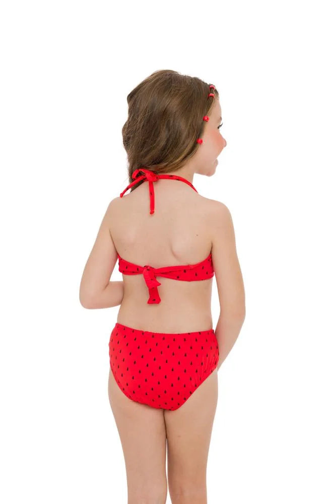 Red Watermelon Print Girls Two Piece Swimwear Set - Cute Bikini for Beach, Pool & Summer Vacation