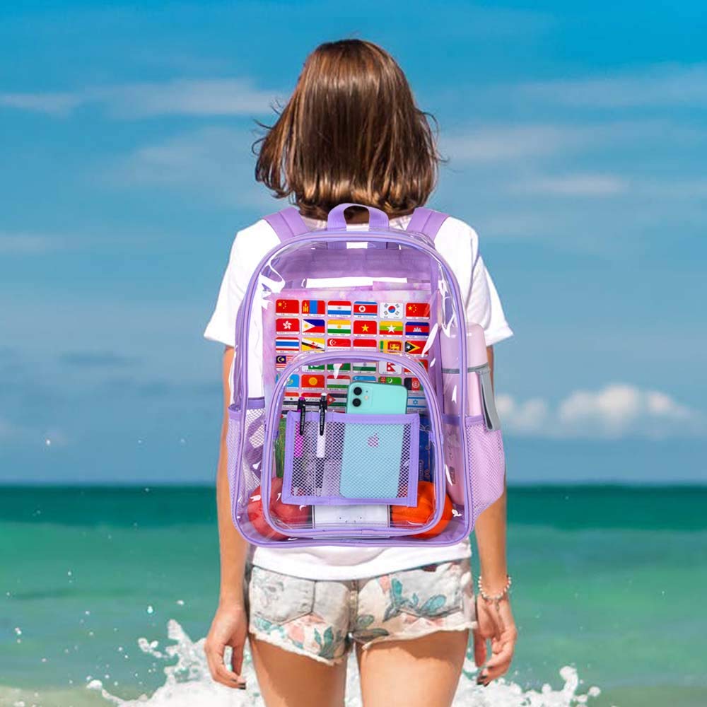Clear Backpack for School & Travel - Heavy Duty Transparent See-Through Bookbag with Multiple Pockets | Perfect for Airport Security, Concerts, Stadiums & Work