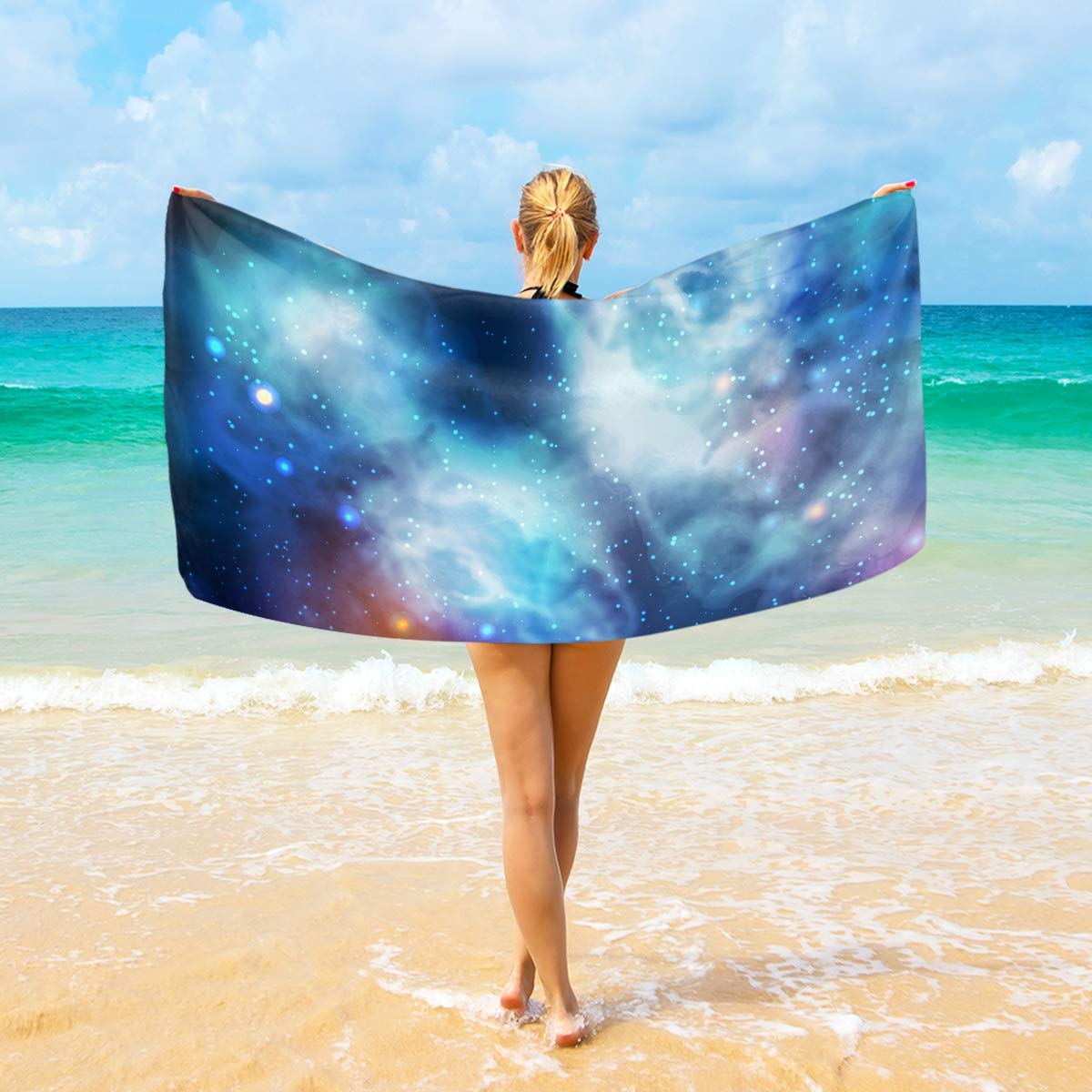 Extra Large 74x37 Inch Galaxy Star Nebula Space Universe Beach Towel - Soft Bath Sheet for Swimming, Spa, Pool & Outdoor Activities - Perfect for Beach Vacations, Lounging & Sunbathing