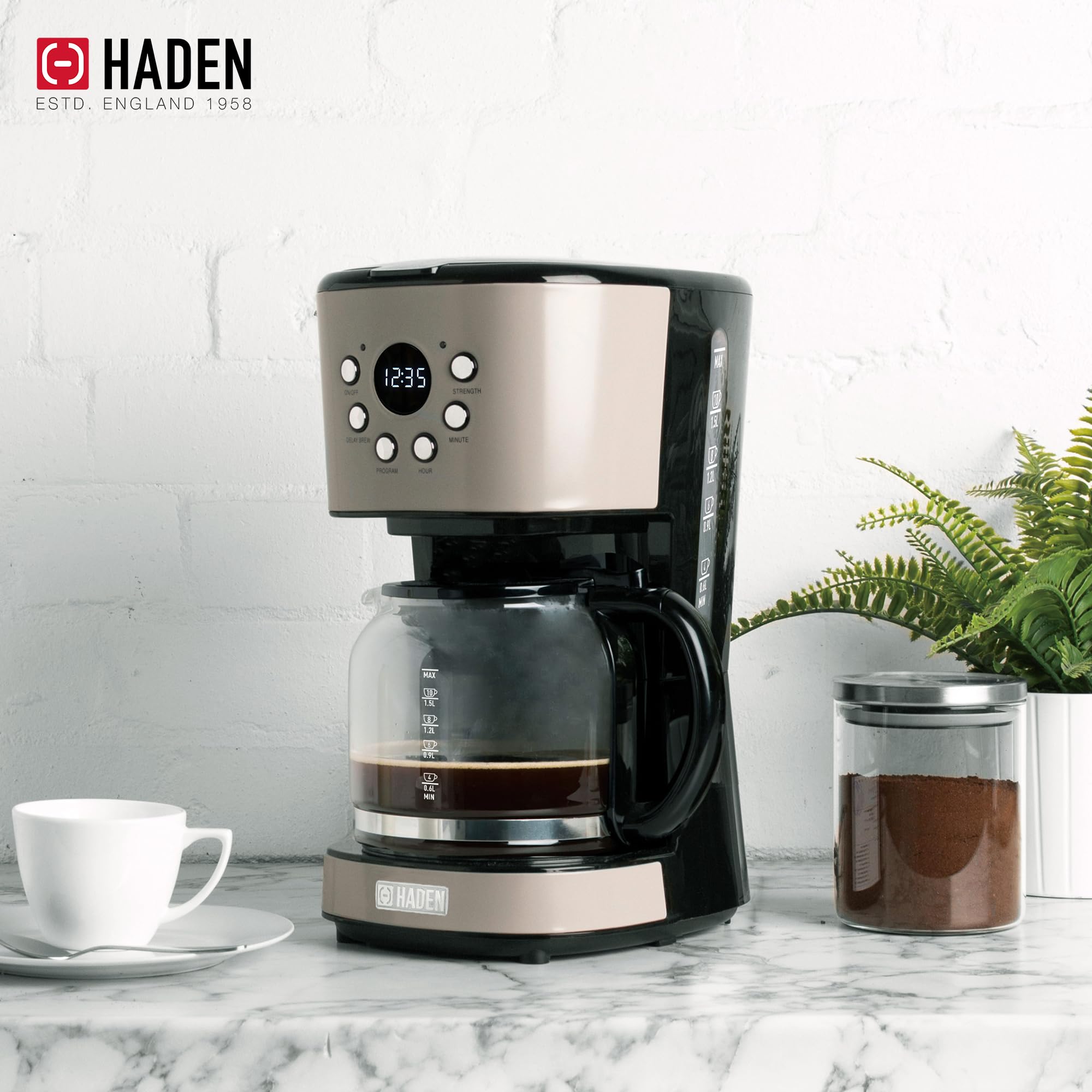 HADEN 12 Cup Drip Coffee Maker with Stainless Steel Electric Kettle - 1.7L Fast Boiling Water Kettle for Coffee, Tea & Hot Beverages - Perfect for Home, Office & Kitchen Use