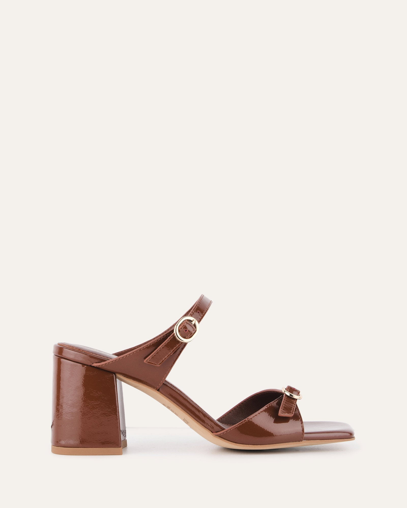SPENCER Women's Mid Heel Sandals - Chestnut Patent Leather Summer Dress Shoes for Weddings, Parties & Office Wear