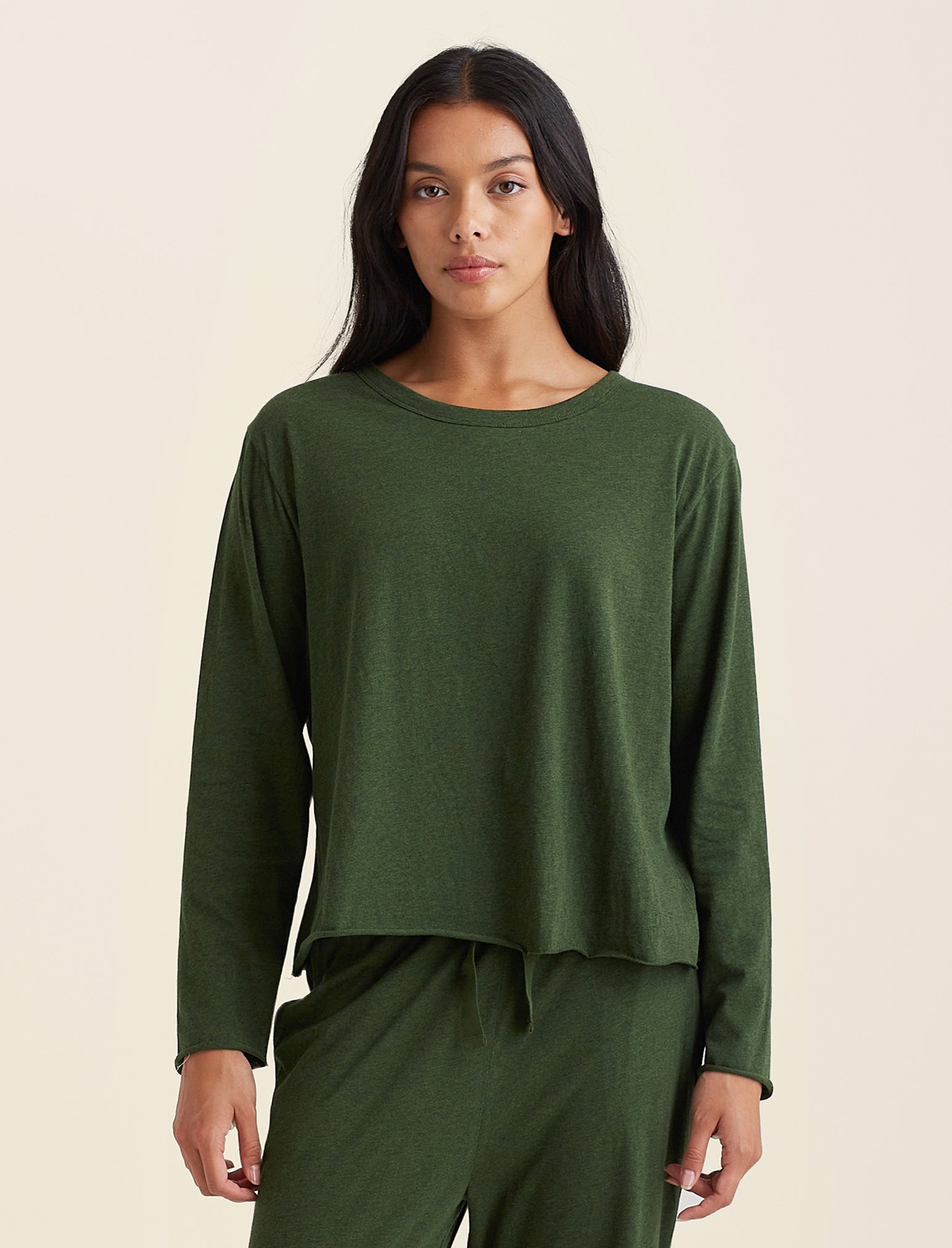 Jada Organic Cotton Boxy Long Sleeve Tee - Soft & Sustainable Women's Top for Casual Wear, Layering & Everyday Comfort