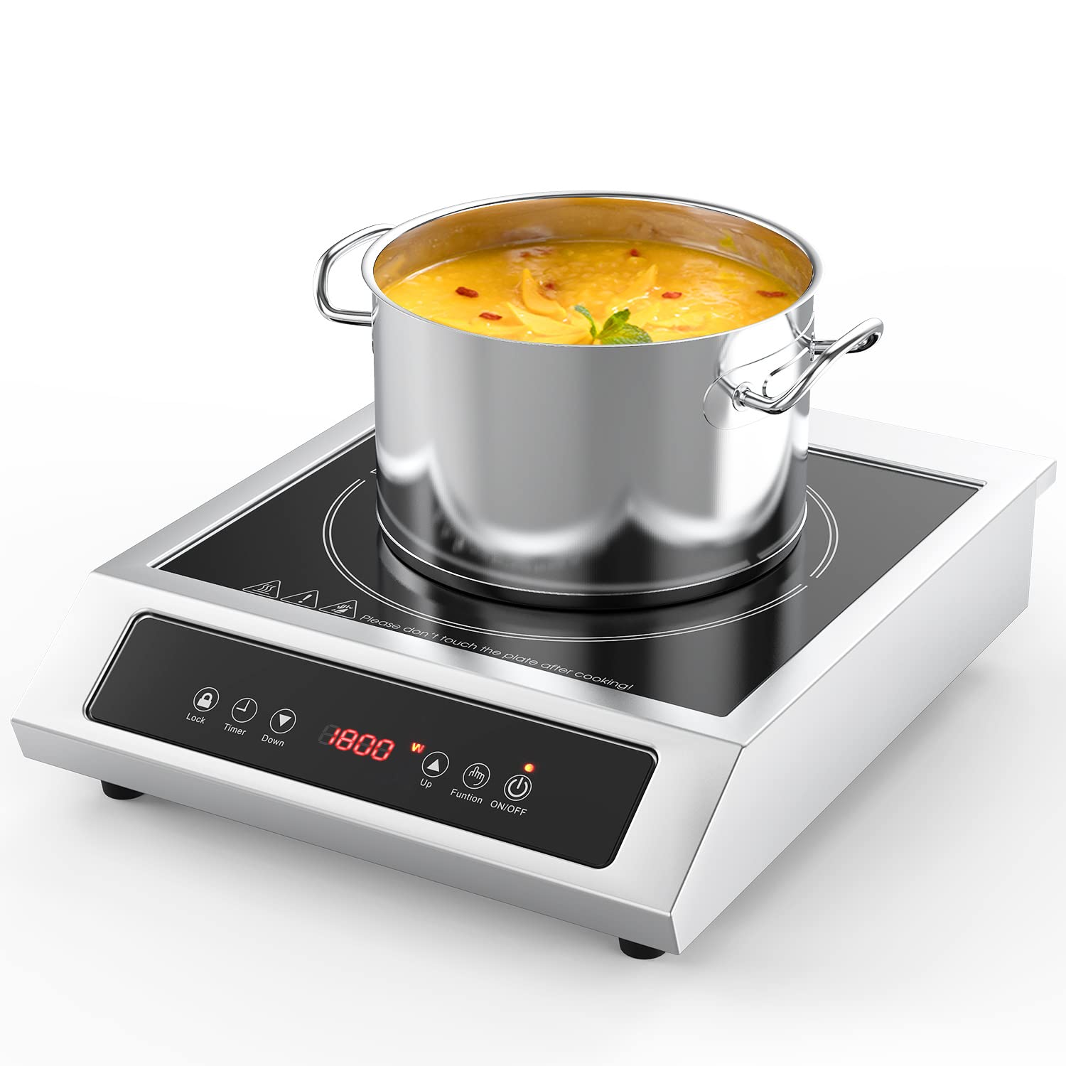 ANHANE 1800W Portable Induction Cooktop - Commercial Countertop Burner with 9 Temp Levels, 3-Hour Timer, Auto Shut-Off & Child Safety Lock - Perfect for Home Kitchen, Dorm Cooking, RV Travel & Outdoor Camping