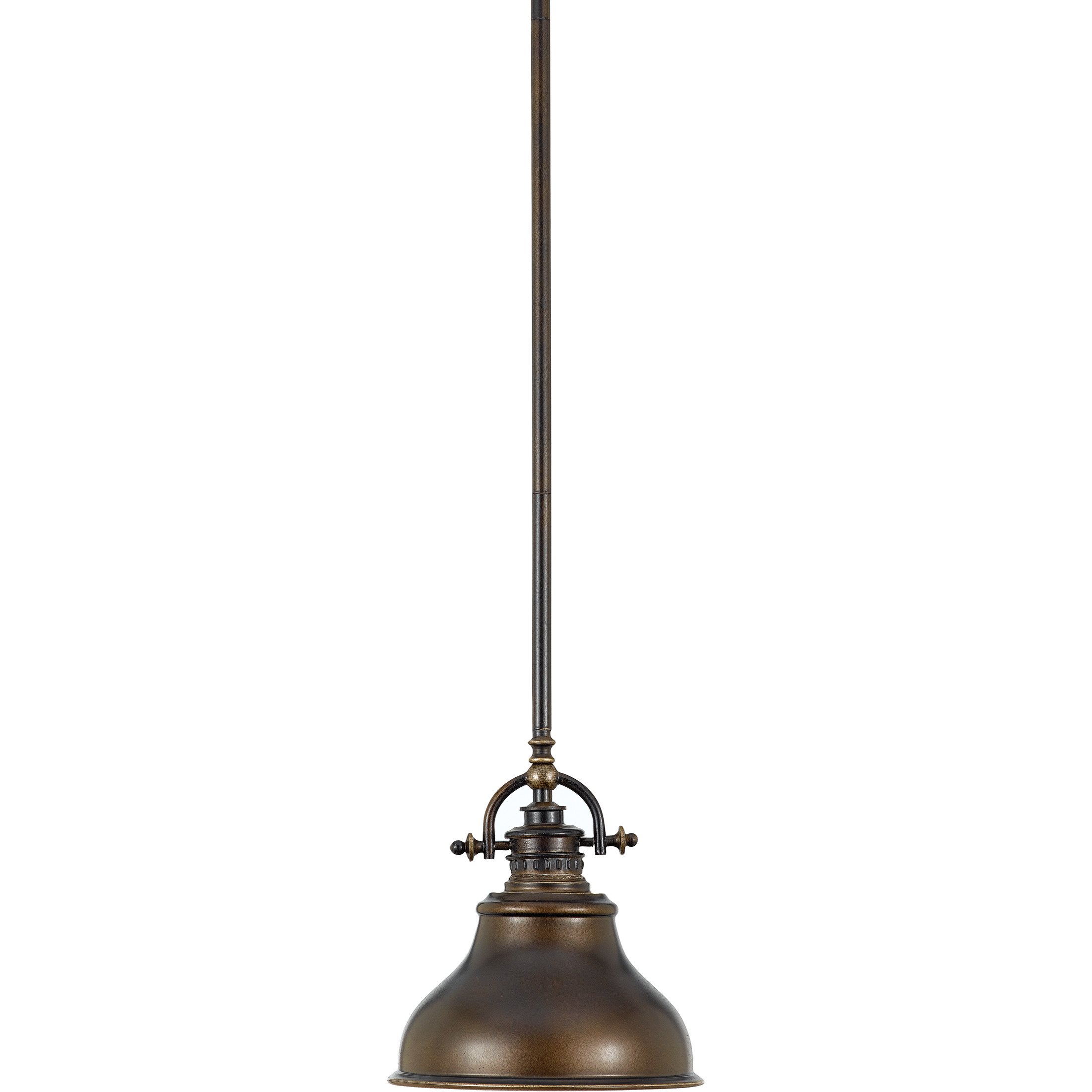 Quoizel Emery 1-Light Palladian Bronze Mini Pendant Light - Metal Shaded Ceiling Fixture with Classic Design - Sloped Ceiling Compatible - Ideal for Kitchen Island, Dining Room & Bedroom Lighting