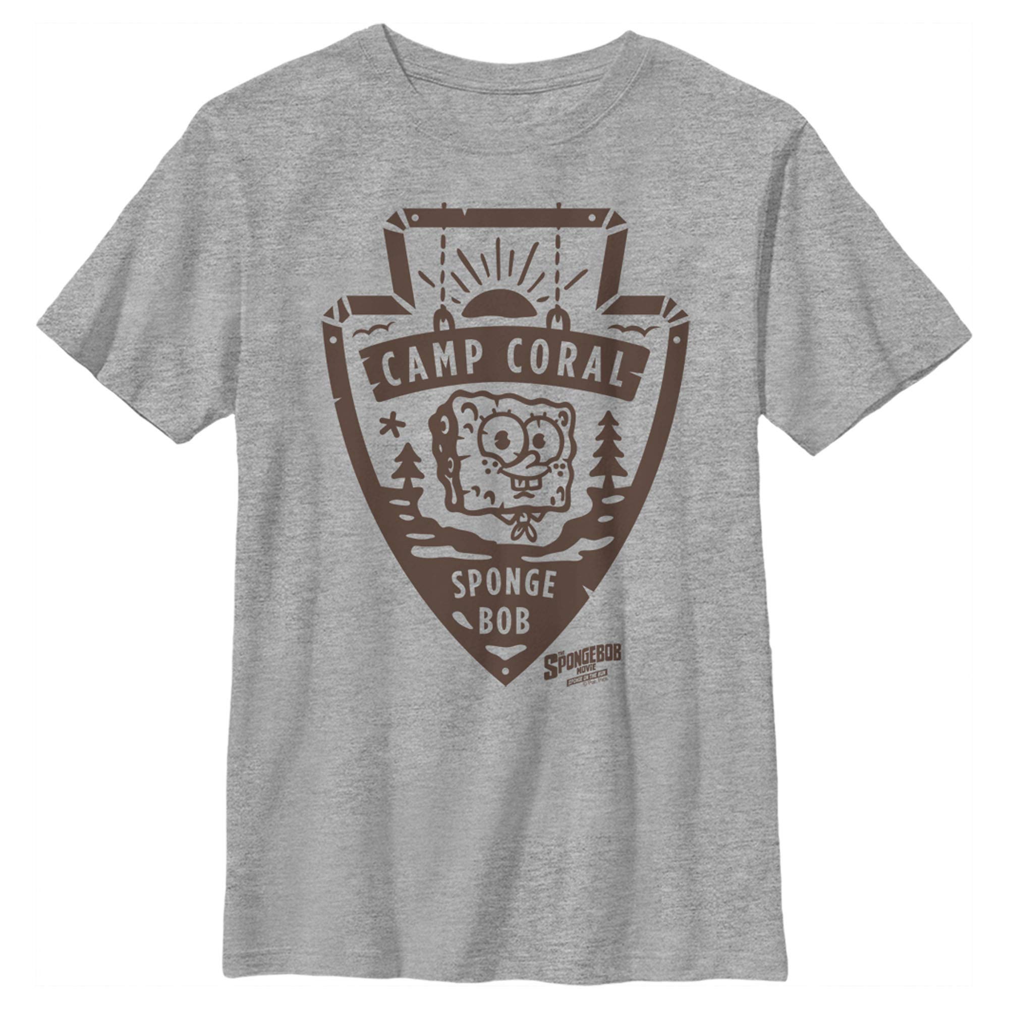 SpongeBob SquarePants Boys' Camp Coral Patch Graphic T-Shirt | Cartoon Character Tee for Kids | Perfect for Birthday Gifts & Summer Outfits