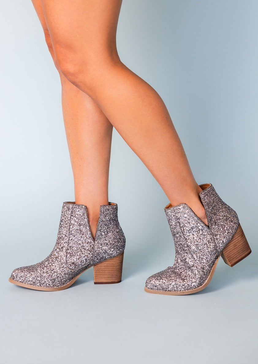 Fiera Booties for Women - Stylish Pewter Ankle Boots with Comfortable Heel | Perfect for Fall, Winter & Casual Outfits
