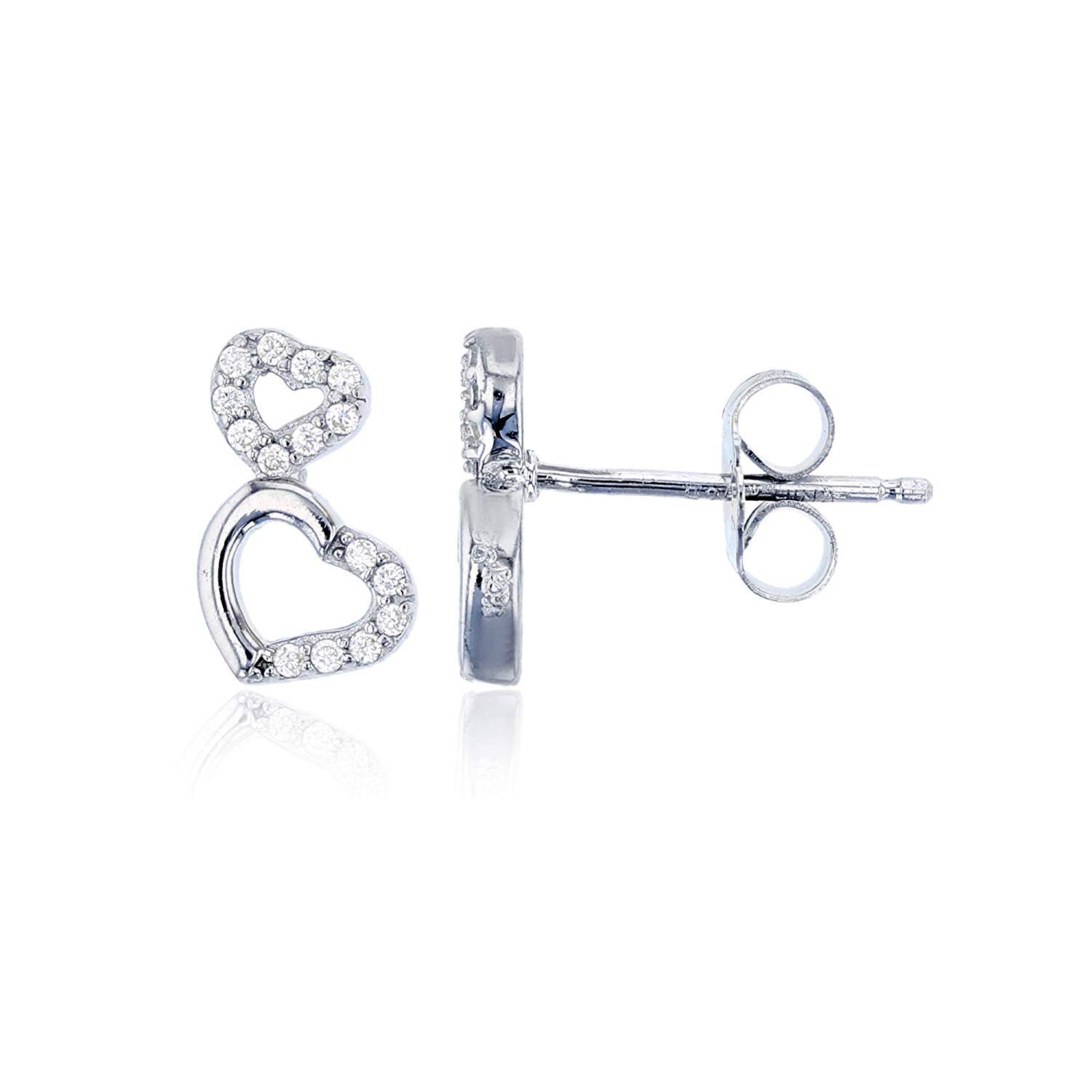 925 Sterling Silver Double Heart Dangle Stud Earrings for Women - Romantic Gift for Valentine's Day, Anniversary & Date Night Jewelry