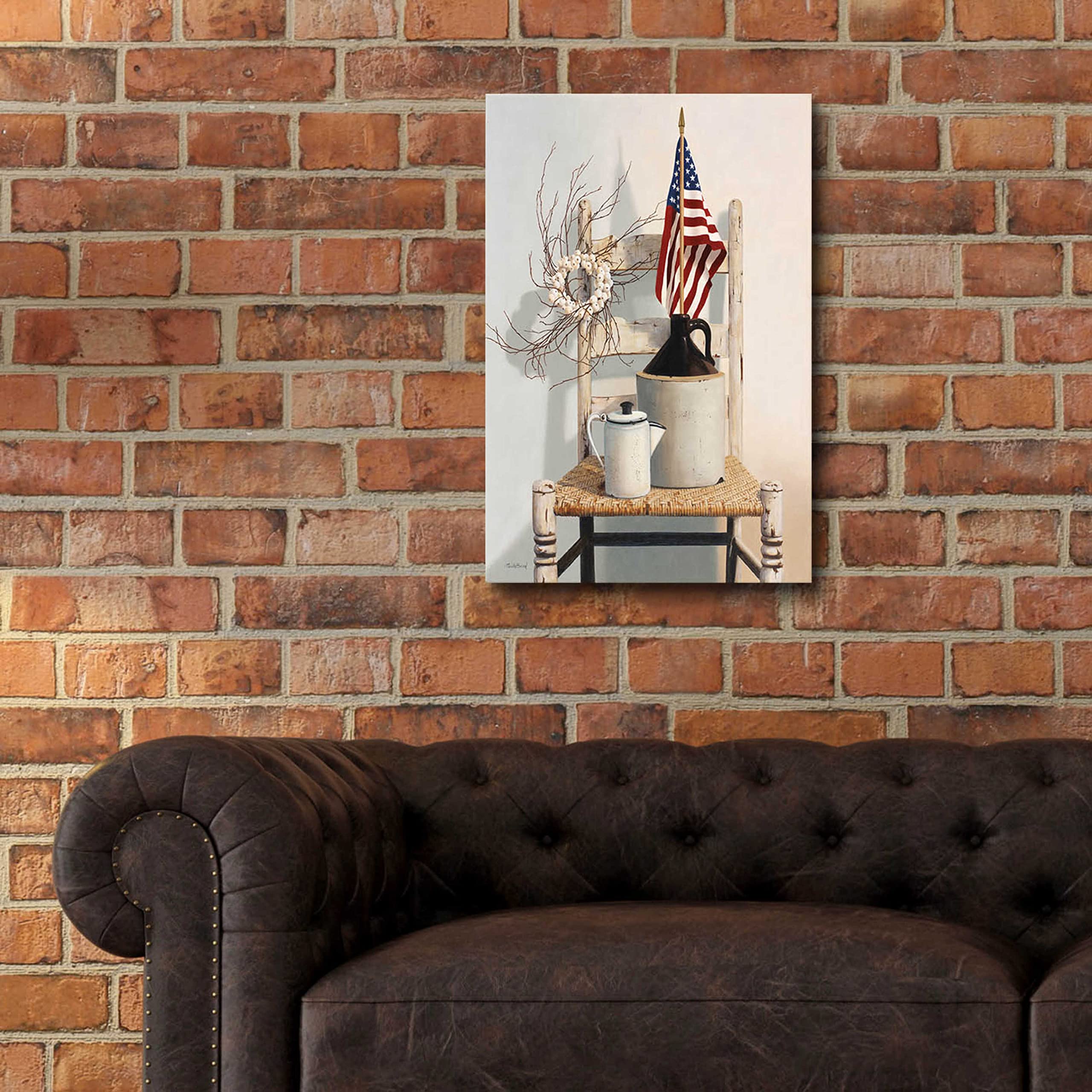 Epic Art 'Chair With Jug And Flag' by Cecile Baird - 16x24 Inch Acrylic Glass Wall Art Painting - Modern Home Decor for Living Room, Bedroom & Office