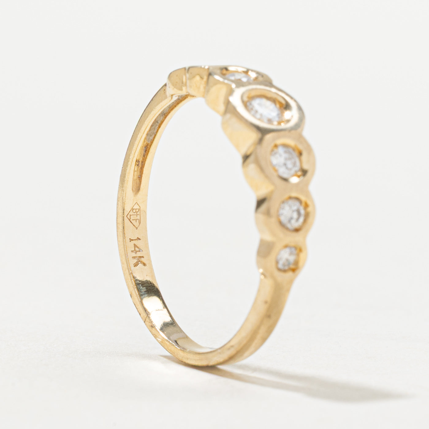 Bezel Set Multi Diamond Band Ring | 0.23ctw | Size 6 | Wedding, Engagement, Anniversary Jewelry Gift for Women