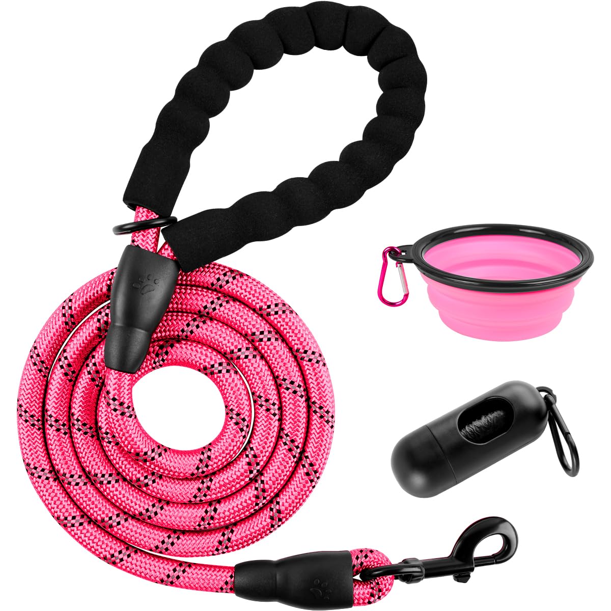 BARKBAY Heavy Duty Dog Leash for Large Dogs - 4/5/6 FT Durable Reflective Leash with Comfortable Padded Handle - Ideal for Walking, Training, Running & Nighttime Safety (6FT-1/2'', Pink)