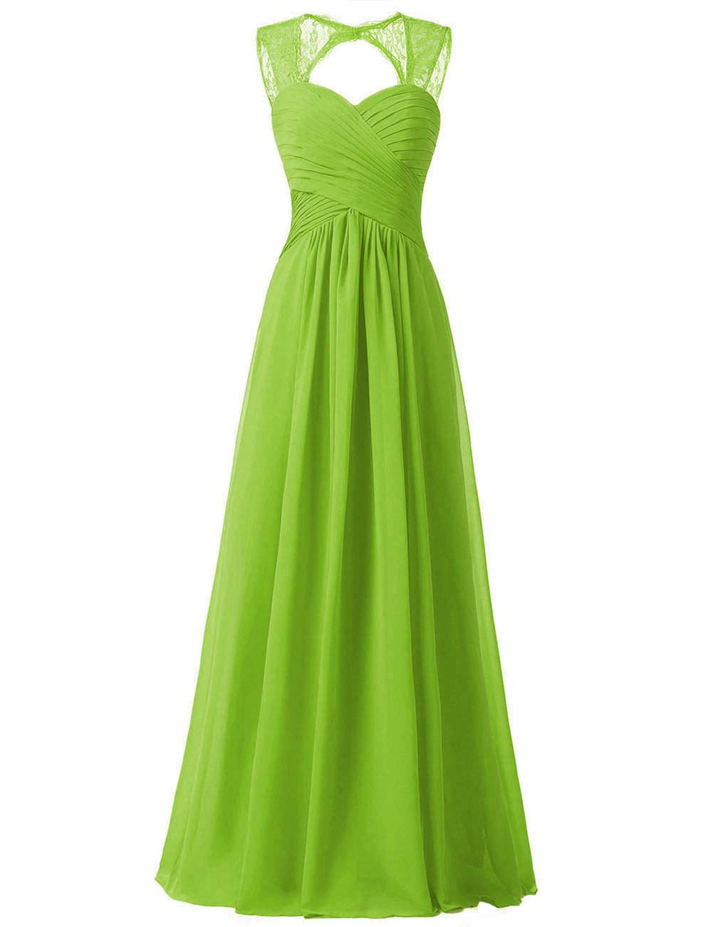Uther Women's Chiffon Lace Strap Long Bridesmaid Dress - Elegant Sleeveless Formal Prom Gown for Weddings, Parties & Special Occasions