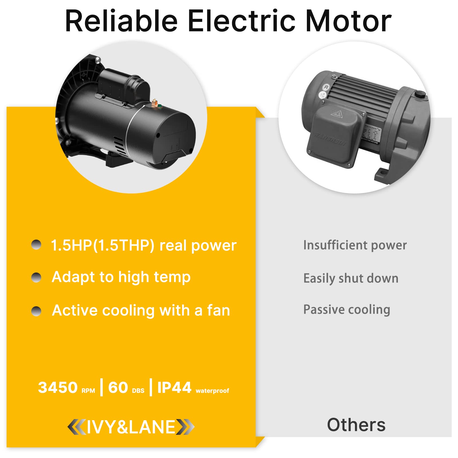 1.5 HP High-Efficiency Pool Pump - Dual Voltage 115V/230V | 4500GPH Max Flow & 42FT Head Lift | Energy Star Certified | 1.25/1.5/2 Inch Fittings | For Above Ground & Inground Pools | Perfect for Backyard Swimming Pools & Spa Maintenance | Model J07501E