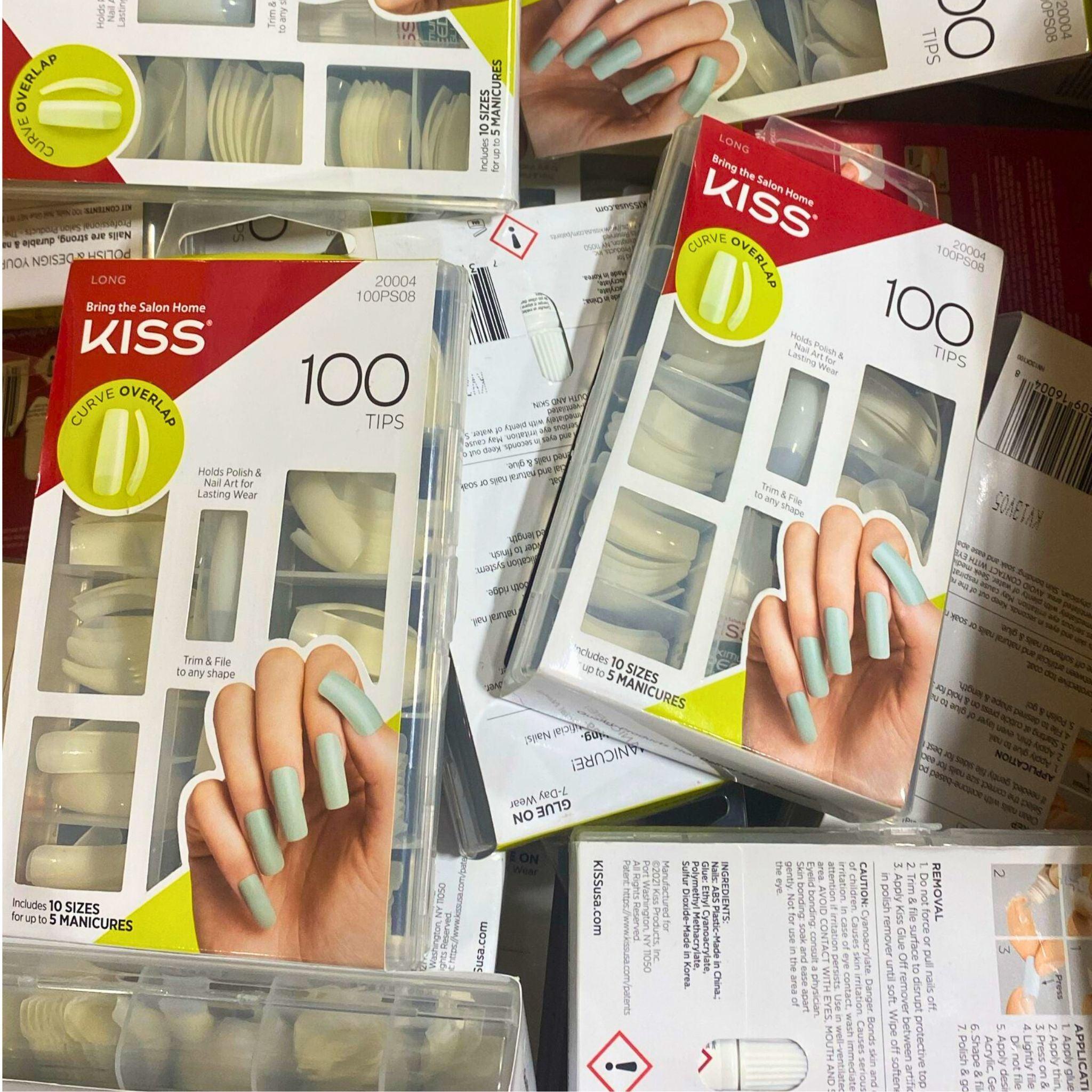 Kiss Bring The Salon Home 100 Tips with 10 Sizes (24 Pcs) - Professional Nail Art Kit for Home Manicures & Salon-Quality Nail Extensions