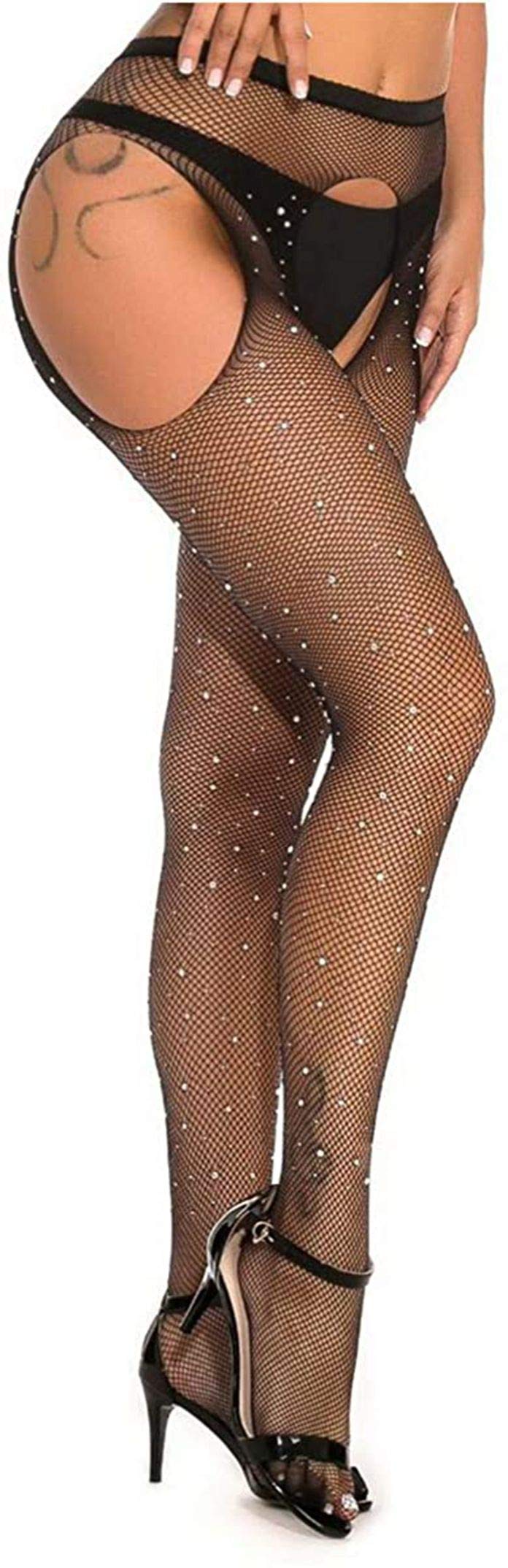 Sexy Crystal Rhinestone Pantyhose Tights - Mesh Fishnet Diamond Stockings with Bling for Women | Perfect for Parties, Nightclubs, Cosplay & Special Occasions