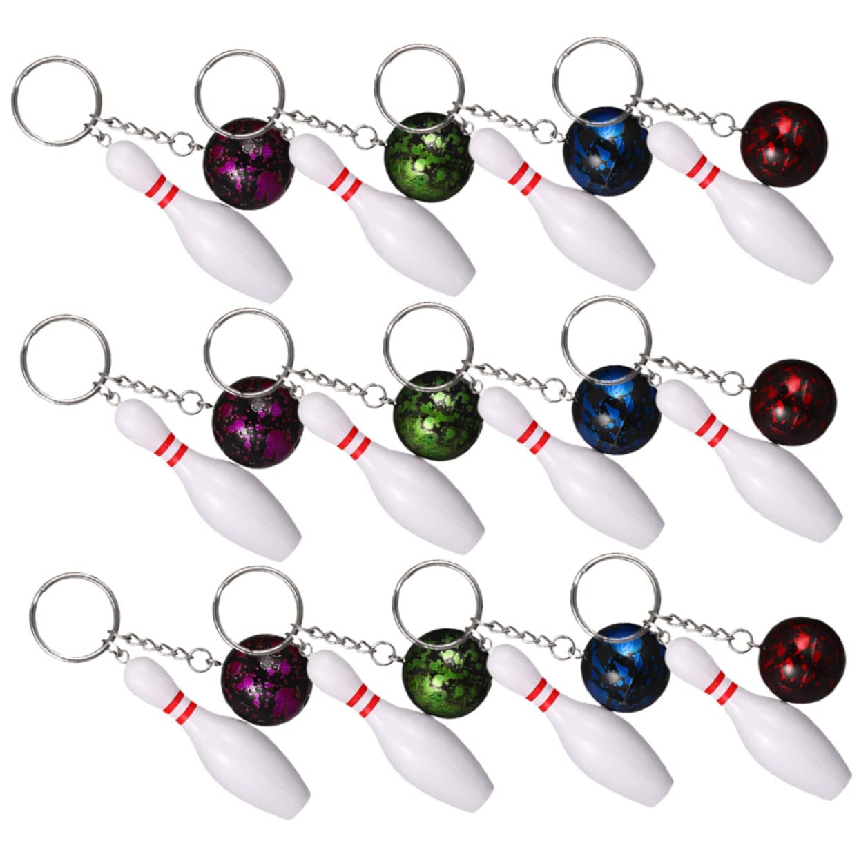 SKISUNO 36 Pcs Bowling Keychain Set - Cute Sports Theme Metal Key Rings for Keys, Bags & Gifts - Perfect for Bowling Enthusiasts, Party Favors & Team Sports Accessories