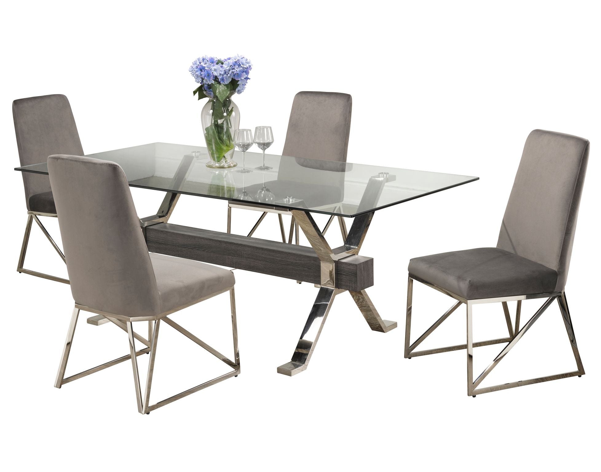 5-Piece Grey Dining Table Set for Kitchen & Dining Room - Modern Home Furniture for Small Spaces & Apartments