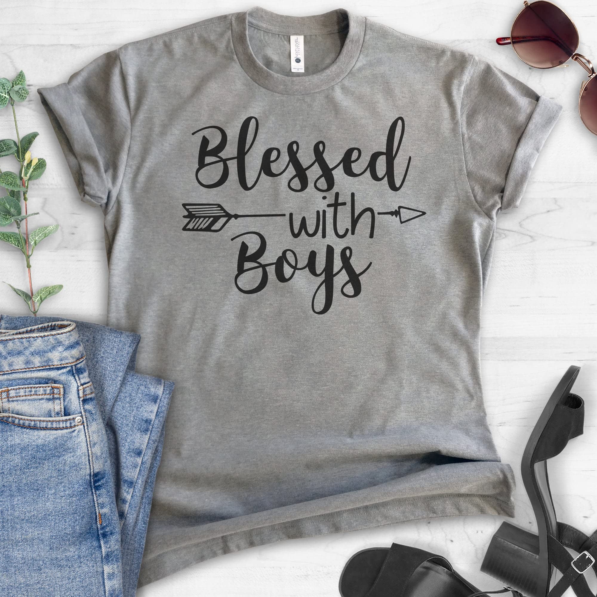 Blessed with Boys Shirt - Comfortable Unisex T-Shirt for Boy Moms & Women - Perfect for Mother's Day, Family Photos & Parenting Events