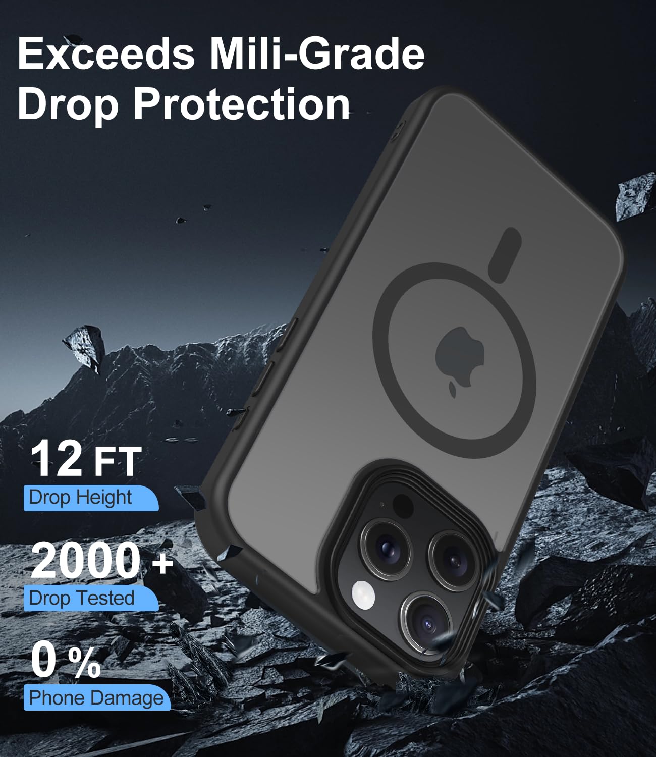 Mootobo iPhone 15 Pro Case 6.1 inch - 4-in-1 Magnetic Case with Built-in 2 HD Screen Protectors & Lens Protector | Magsafe Compatible Wireless Charging | Shockproof Protective Cover for Everyday Use, Travel & Outdoor Activities - Black