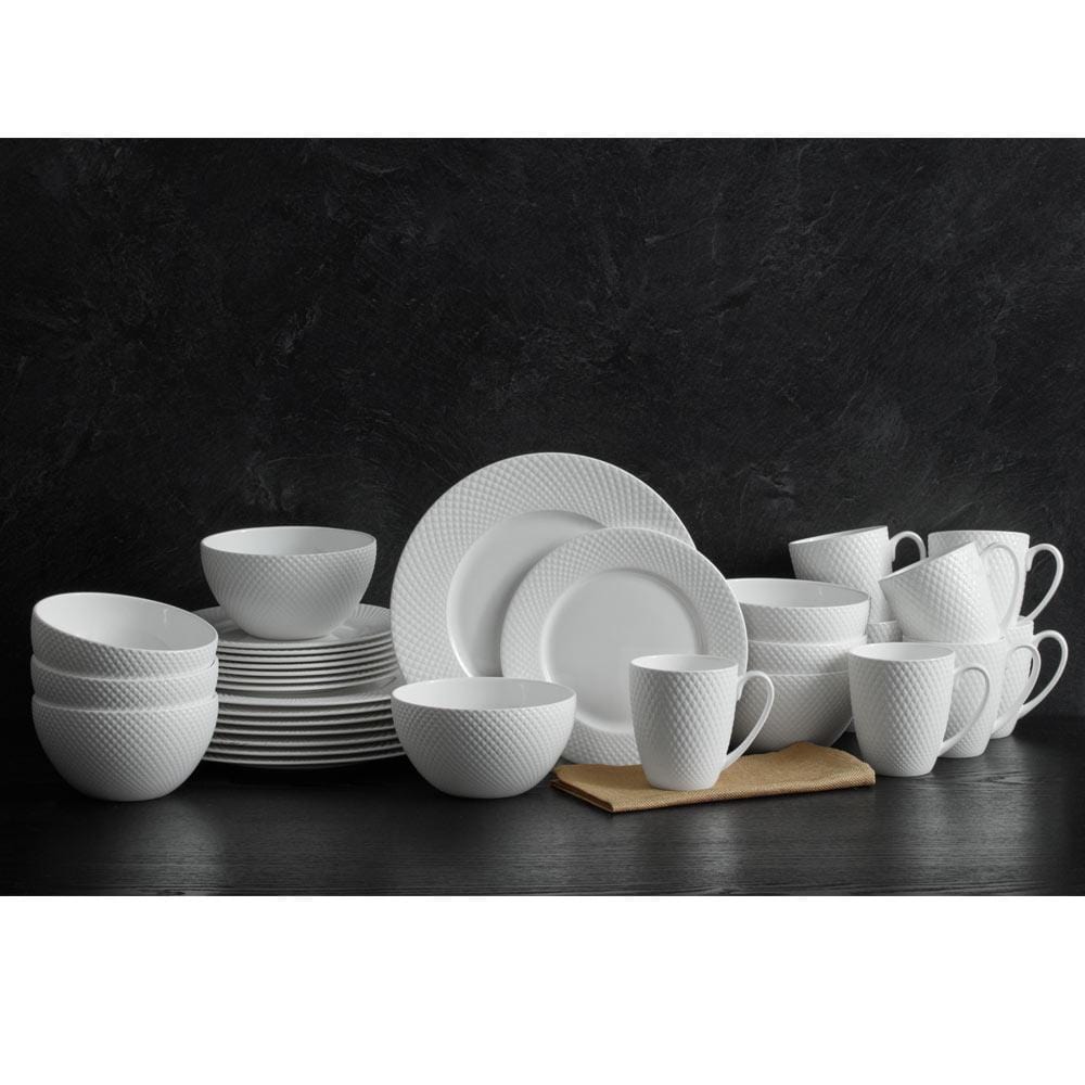 Premium 16-Piece Stanton Porcelain Dinnerware Set - Elegant White Ceramic Plates, Bowls & Mugs for Family Dining, Restaurant Use & Special Occasions