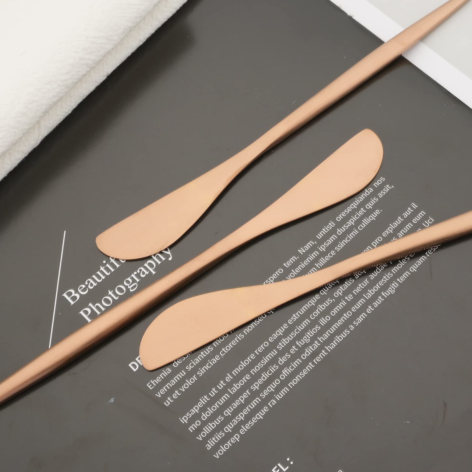 10 Pack Rose Gold Cheese Spreader Knives - 6.9 Inch Stainless Steel Butter Knives for Breakfast, Dessert & Sandwich Making - Elegant Matte Serving Utensils for Parties, Weddings & Cheese Boards