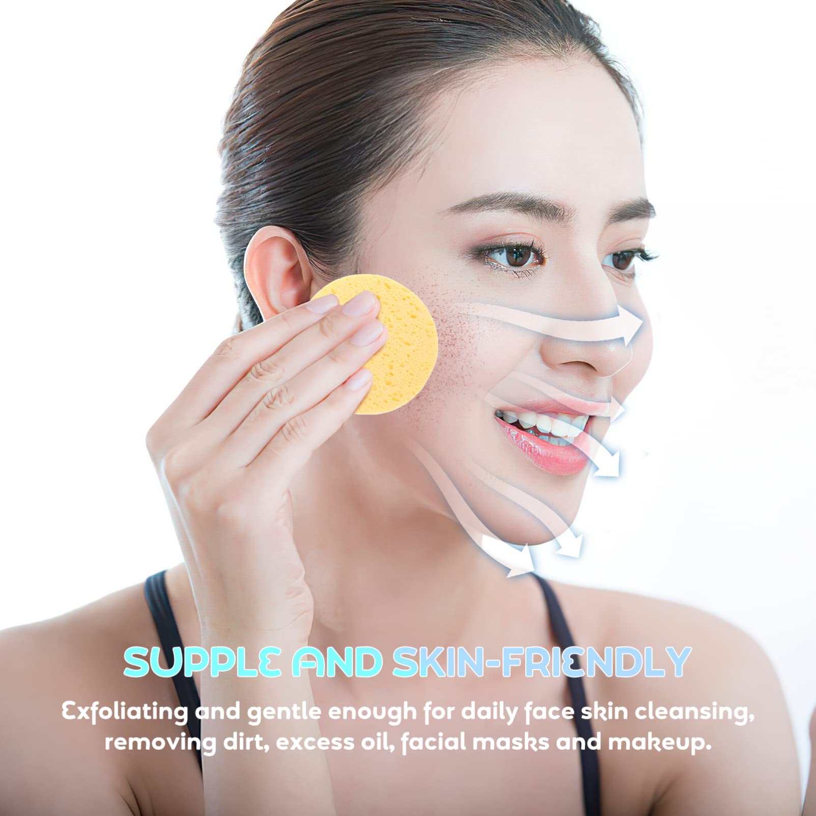 KALLORY 10-Pack Natural Wood Pulp Cotton Facial Cleansing Sponges - Gentle Exfoliating & Makeup Remover Pads for Estheticians & Daily Skincare Routine | Soft Cosmetic Sponges for Face Wash & Deep Cleansing