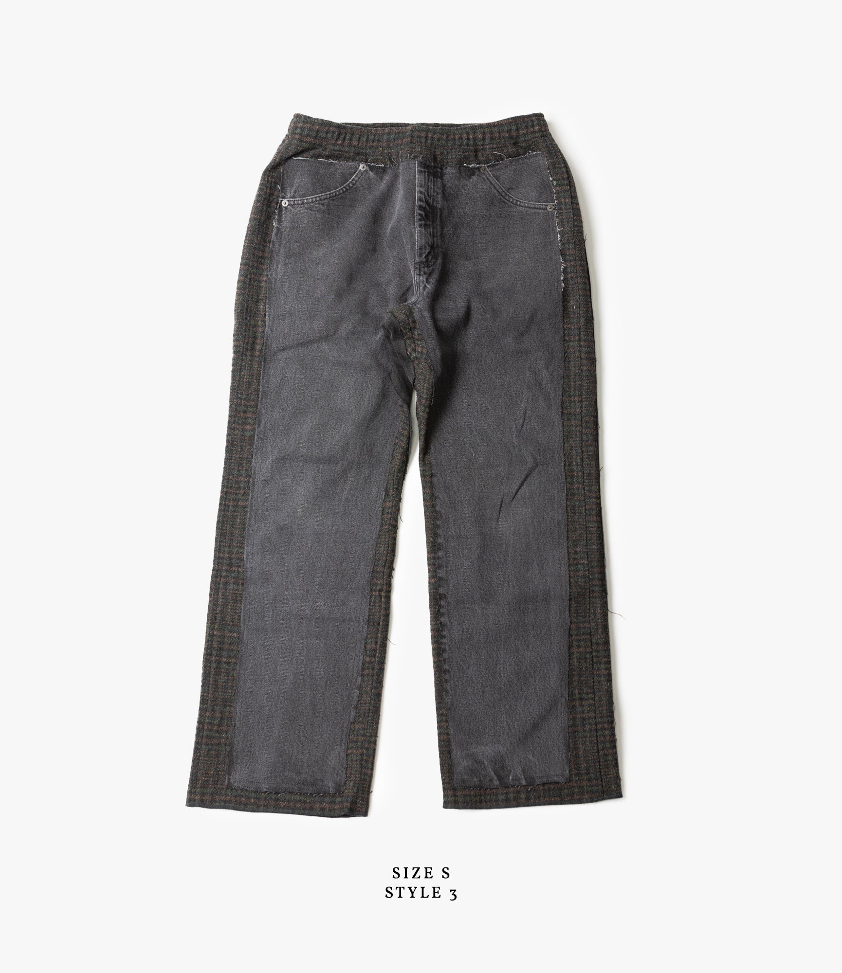Black Denim & Glen Plaid Wool Covered Pant - Stylish Women's Trousers for Work, Office and Casual Wear
