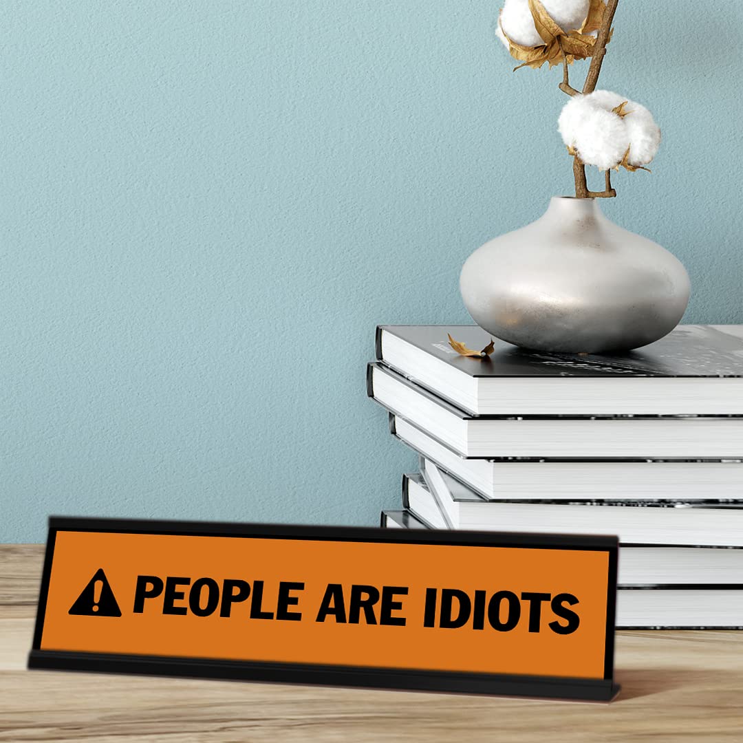 Funny Orange and Black Frame Desk Sign - 2 x 8 Inch Motivational Office Decor for Workplace, Home Office, or Gift
