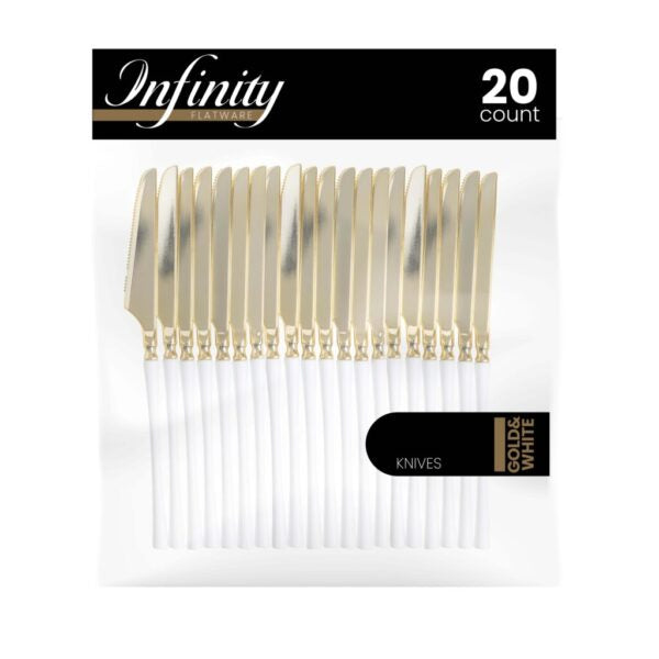 Premium Infinity Collection Gold & White Flatware Set - 20-Piece Elegant Dinnerware for Fine Dining, Parties & Special Occasions