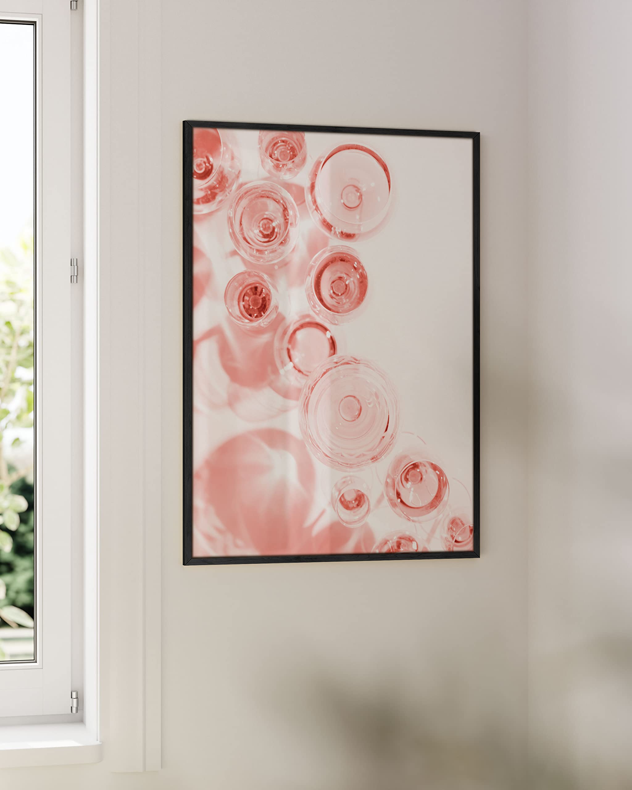 Pink Champagne Wall Art - Blush Floral Print 24x36