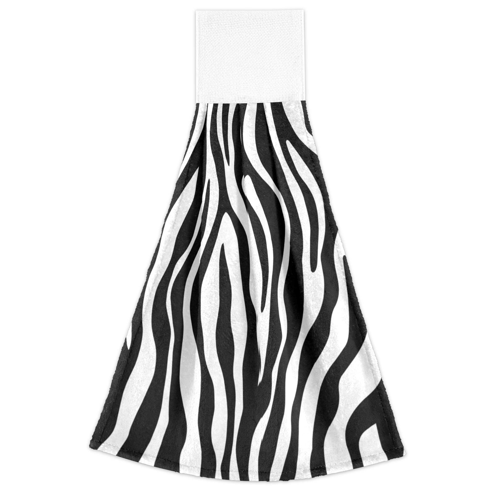 **Zebra Print Hanging Towel Set of 2 - Super Absorbent & Soft Kitchen & Bathroom Hand Towels - Perfect for Home Decor & Daily Use**