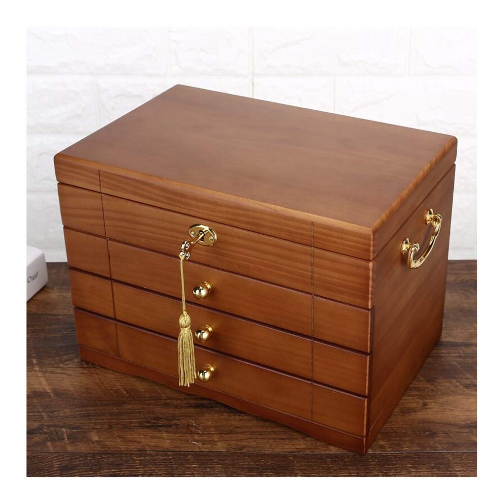 SHANGMAOYO Solid Wood Jewelry Box Organizer with Lock - Multi-Layer Storage for Earrings, Necklaces & Accessories - Elegant Gift for Women - Perfect for Travel, Home Organization & Holiday Gifting