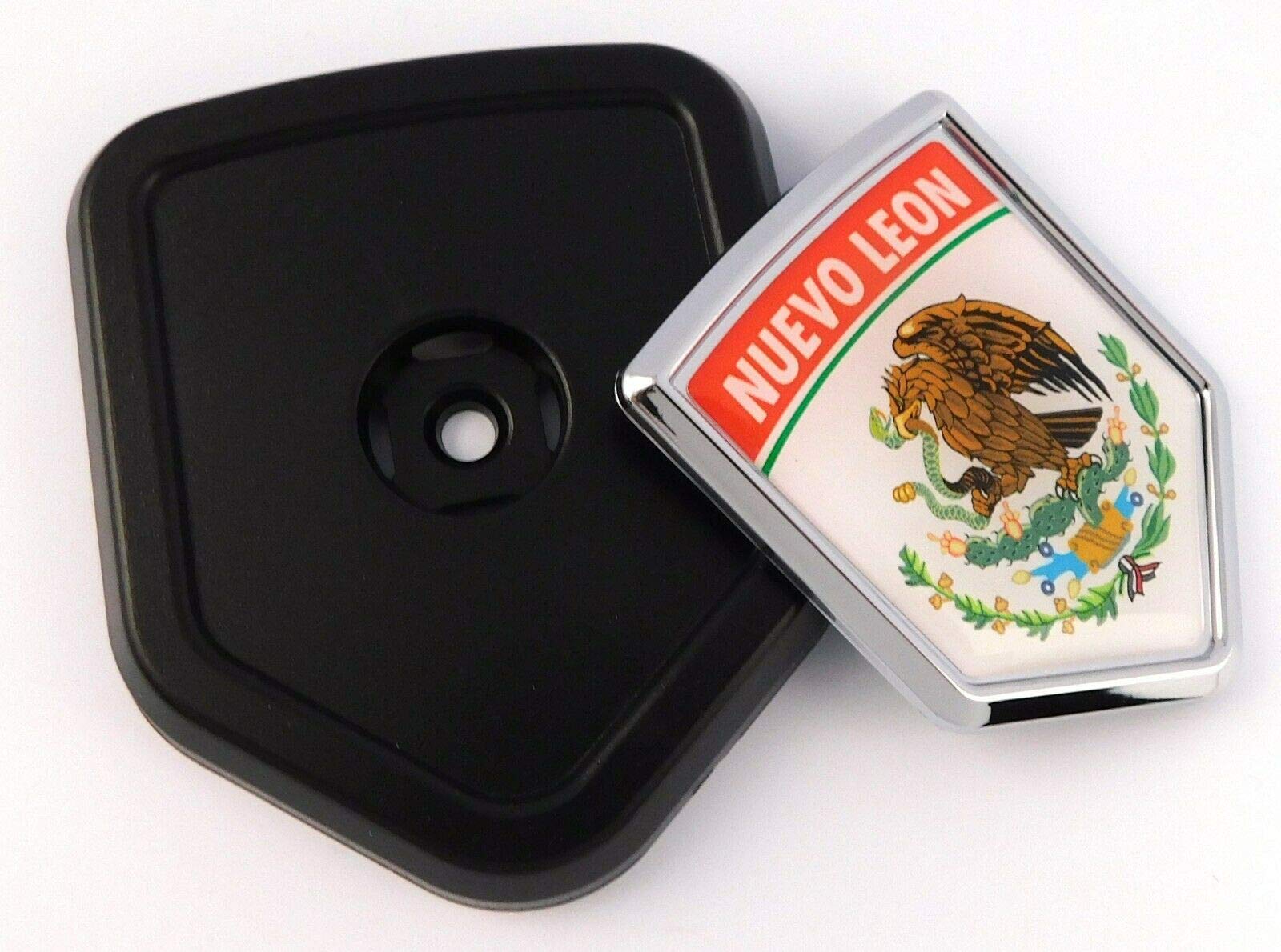Authentic Nuevo Leon Mexico State Flag Car Truck Emblem - Black Shield Grill Badge for Grille Mount | Perfect for Truck Accessories, State Pride & Custom Vehicle Decoration