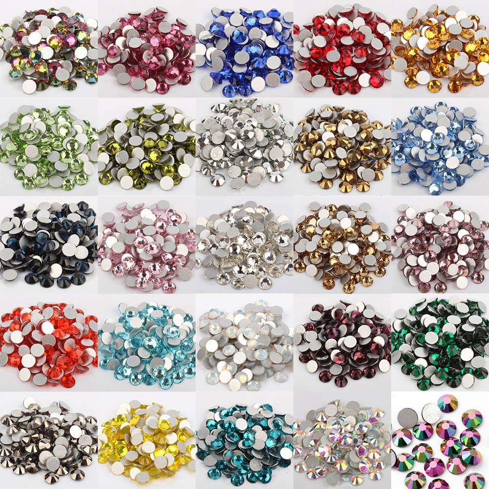 Xuccus Wholesale 200Gross SS12 Hematite Flatback Rhinestones - Non Hot Fix Crystal Glass Strass for Nail Art, DIY Crafts, Jewelry Making & Costume Decorations - Perfect for Nail Designs, Scrapbooking & Fashion Accessories