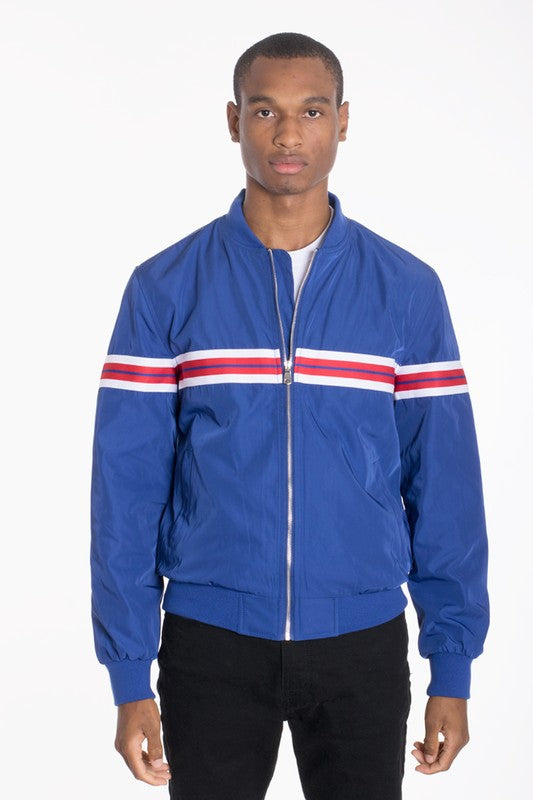 Luxury Woven Taped Bomber Jacket for Men - Stylish Lightweight Outerwear for Casual & Streetwear Fashion | Perfect for Fall, Winter & Spring Seasons