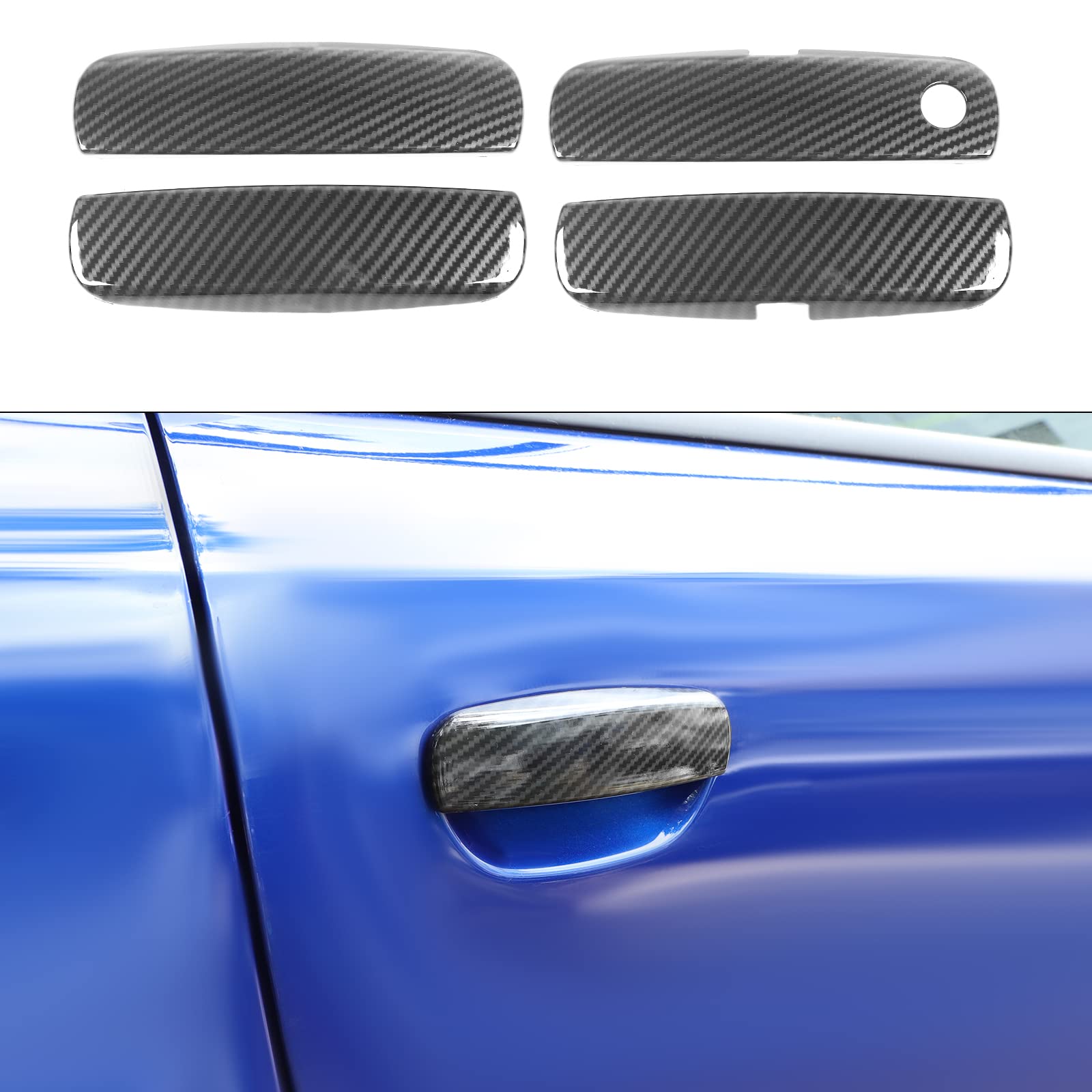Premium ABS Carbon Fiber Door Handles Trim for 2010-2024 Dodge Charger - Exterior Car Accessories (4-Piece Set) - Upgrade Your Ride with Stylish Protection