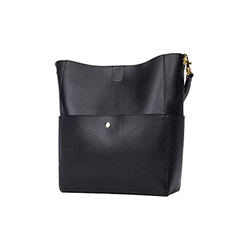 GIONAR Women's Soft Black Leather Tote Handbag - RFID Blocking Designer Bucket Crossbody Purse for Work, Travel & Everyday Use