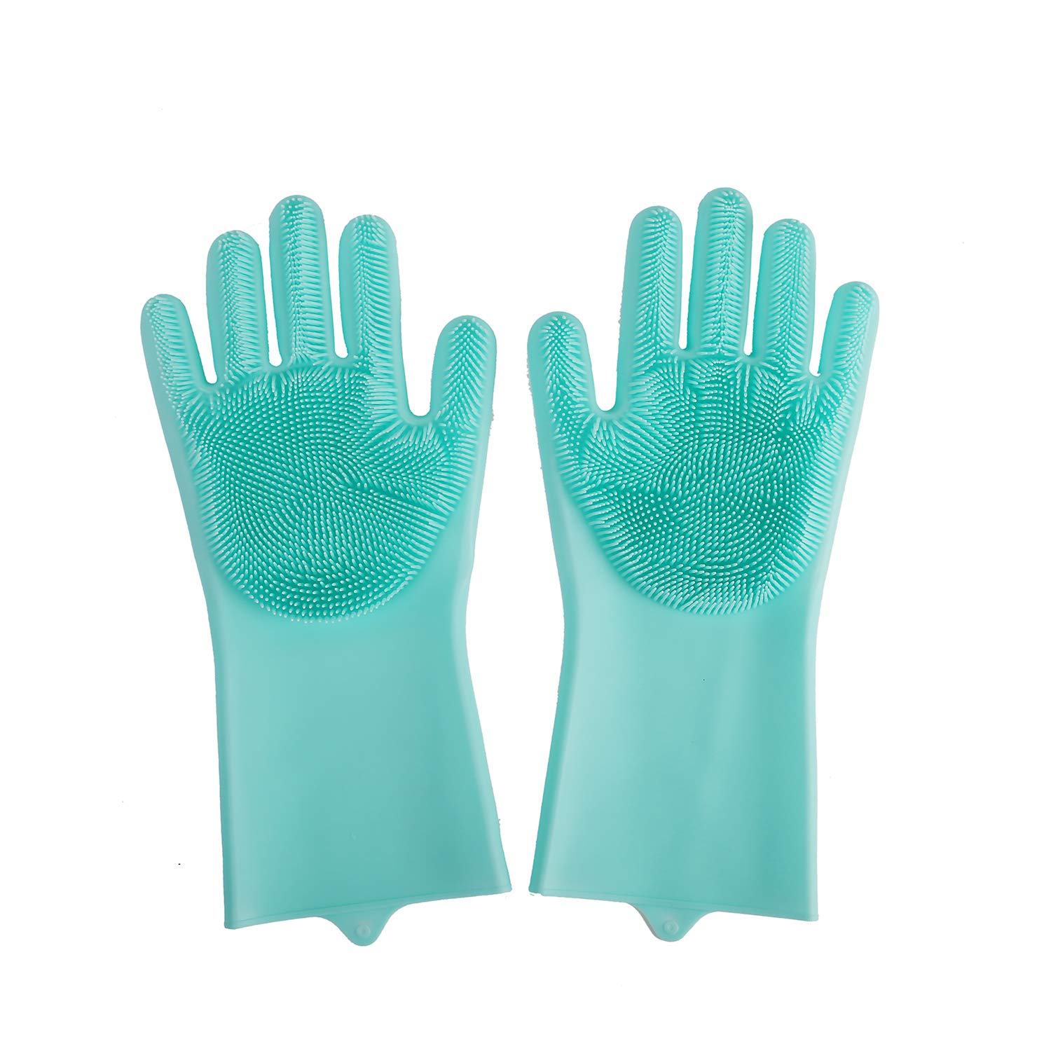 Heat Resistant Reusable Silicone Cleaning Gloves with Scrubber - Dish Washing, Car Cleaning, Pet Hair Removal - 1 Pair Multicolor (Perfect for Kitchen, Bathroom & Outdoor Use)