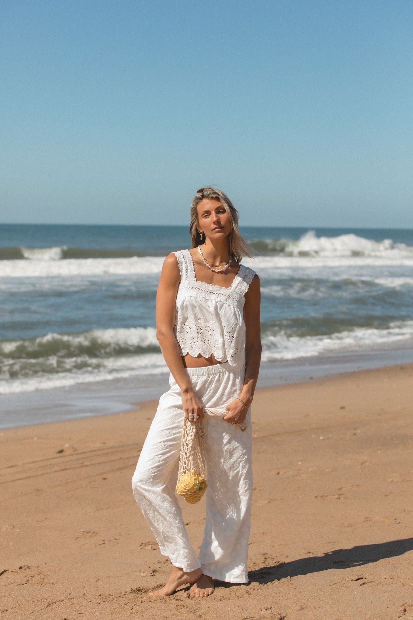 Fleur Eyelet Cotton Top for Women - Breathable Summer Blouse with Lace Detailing | Perfect for Casual Outings, Beach Vacations & Boho Style Outfits