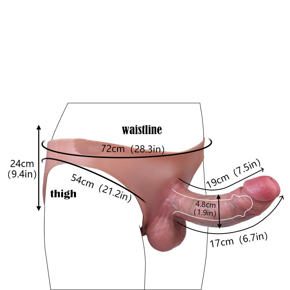 7.5 Inch Realistic Strap-On Dildo Panties - Universal Size Elastic Liquid Silicone Soft Wearable Adult Toy for Men, Women & Couples - Waterproof, Flexible Hollow Sleeve - Perfect for Role Play, BDSM & Couples Intimacy