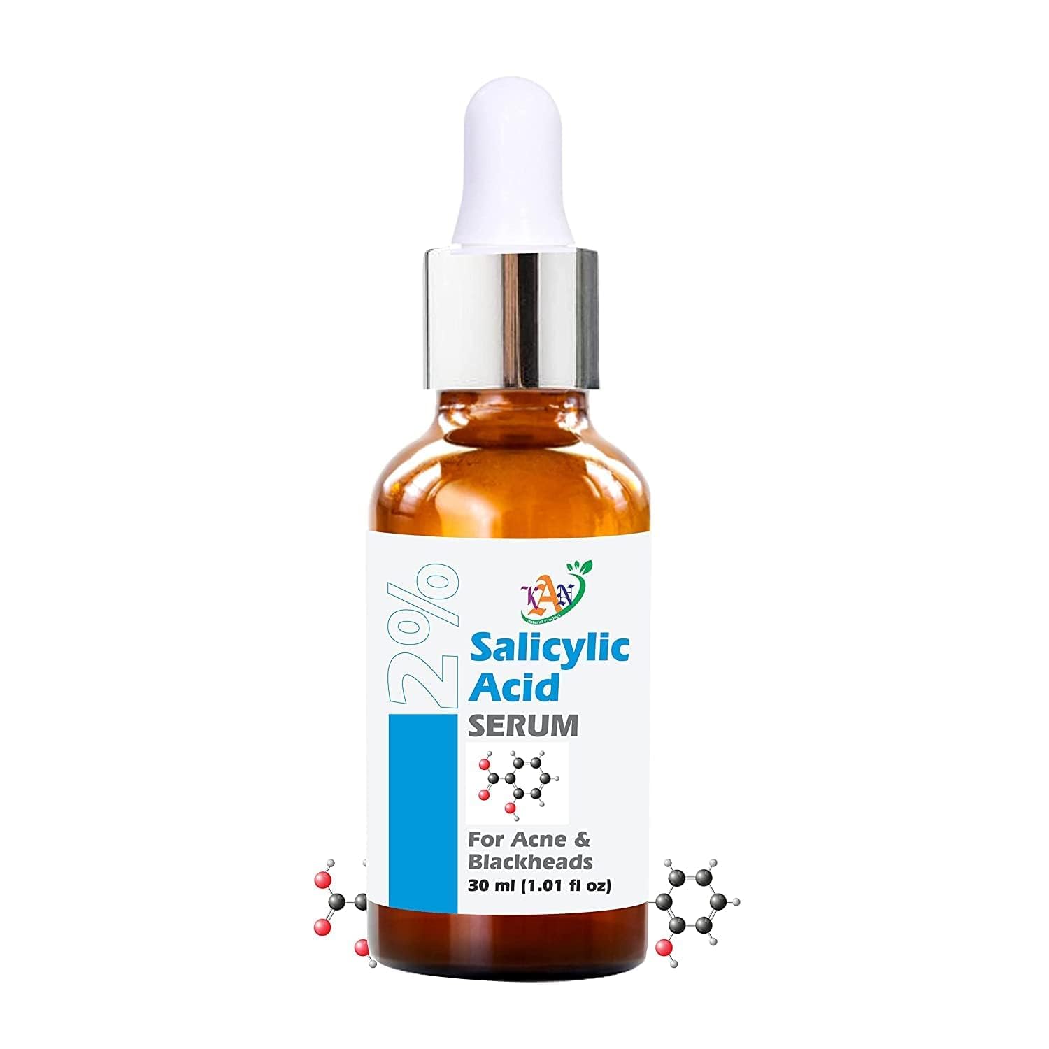 Kan Natural 2% Salicylic Acid Face Serum for Acne, Blackheads & Oil Control - Gentle Exfoliating Serum for Oily & Acne-Prone Skin - Suitable for Women & Men, 30ml - Perfect for Daily Skincare Routine & Blemish Treatment
