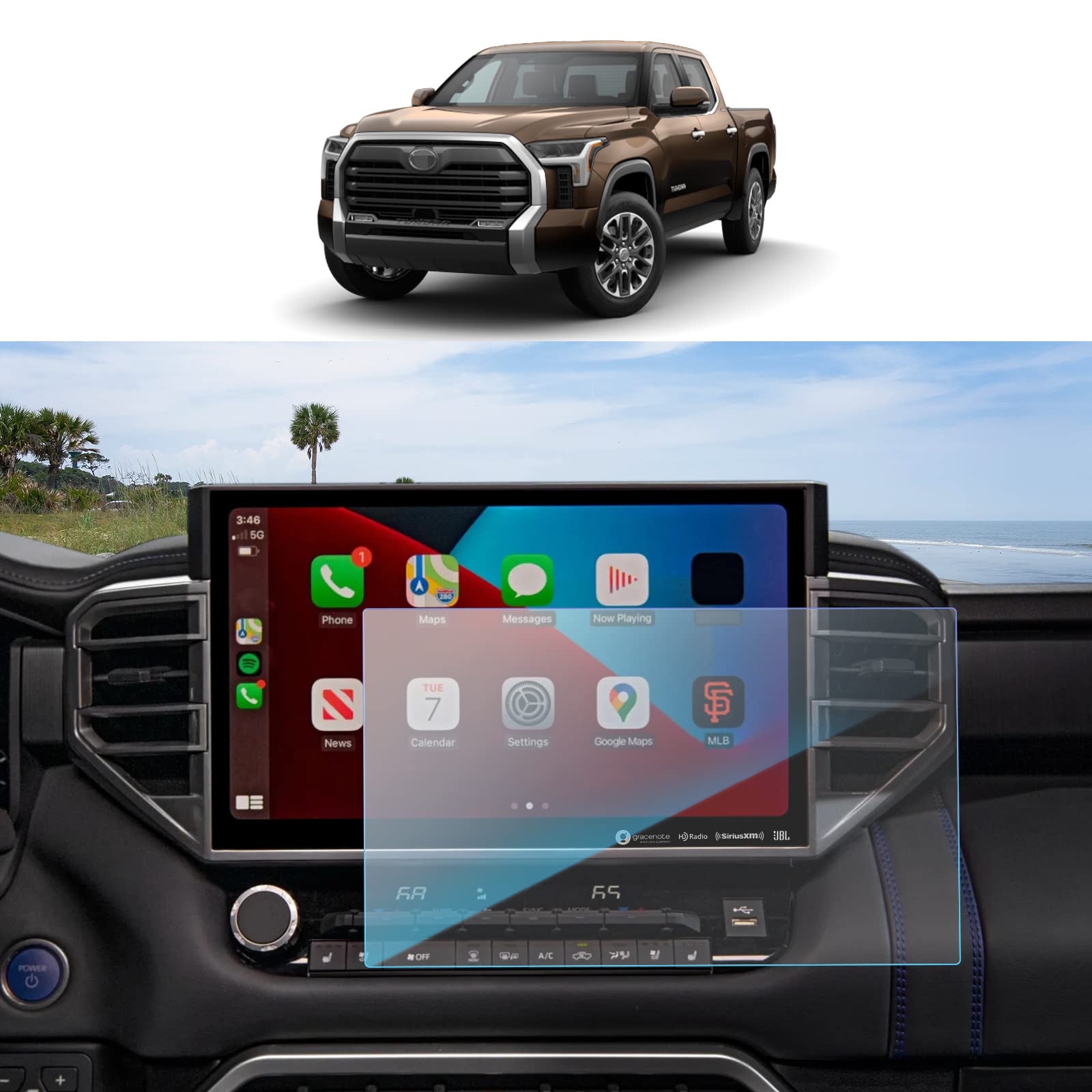 SKTU Tempered Glass Screen Protector for 2022-2025 Toyota Tundra & 2023-2025 Toyota Sequoia - 14 Inch HD Clear Navigation Display Protection - Anti-Scratch, Anti-Fingerprint, Bubble-Free Installation (Perfect for Off-Road Adventures & Daily Commutes)