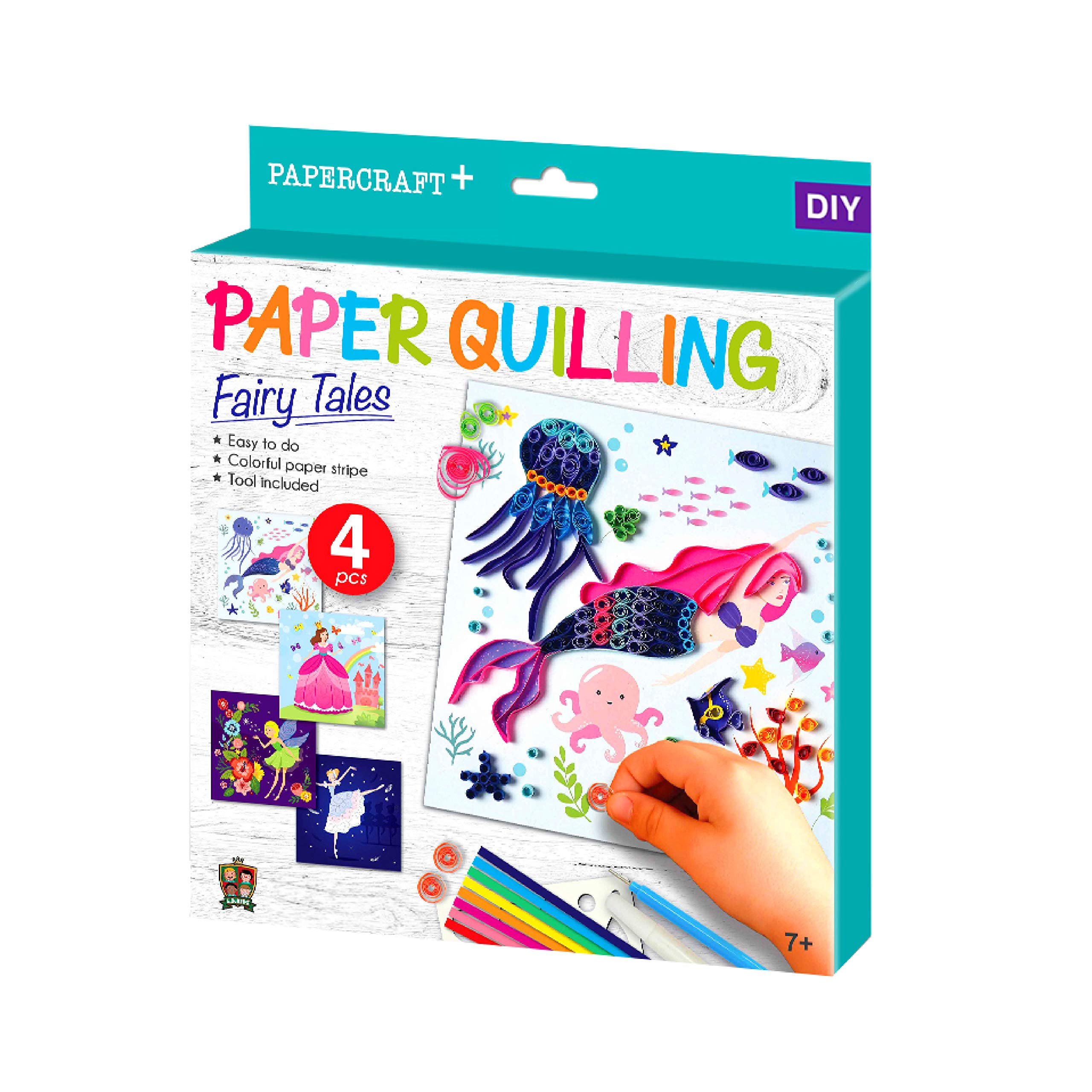 Kids DIY 3D Paper Quilling Art Kit – Fairy Tale Themed Craft Set with Paper Strips & Tools | Creative Gift for Children's Art Projects, Birthday Party Activities & Classroom Crafts