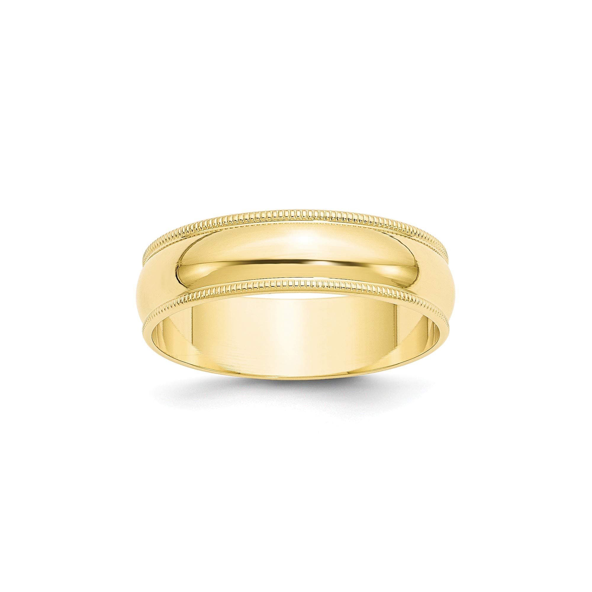 10k Yellow Gold 6mm Milgrain Wedding Band - Size 12.5 for Bridal Jewelry