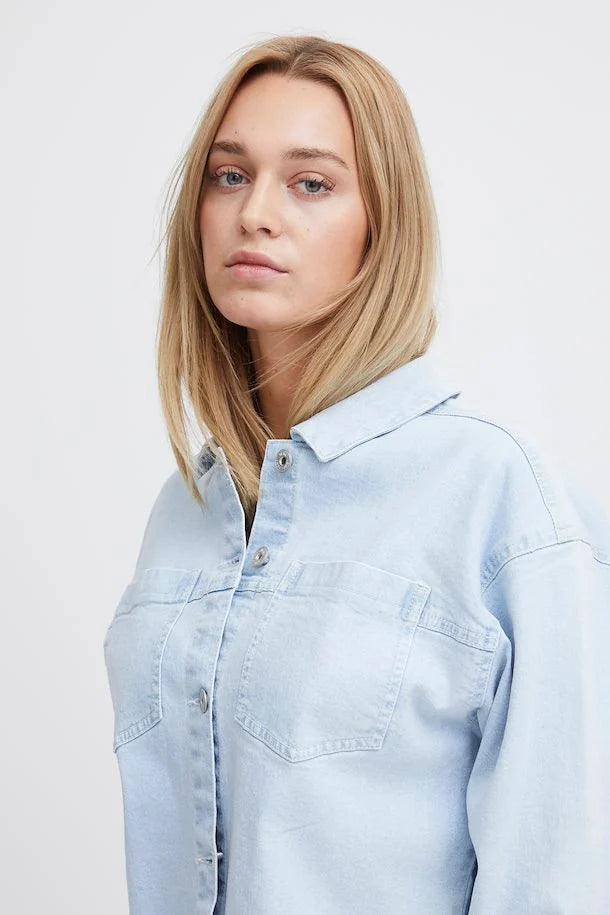 Carley Denim Jacket for Women - Light Blue Wash Distressed Denim Jacket | Casual Spring & Fall Outerwear | Perfect for Streetwear, Weekend Outfits and Layering