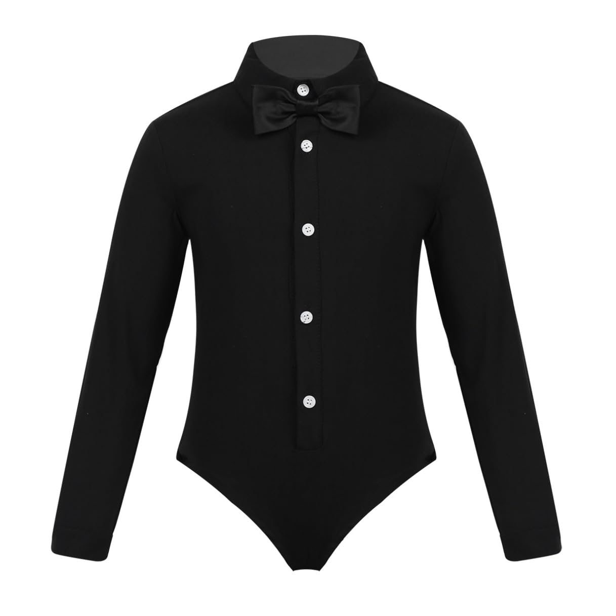 Agoky Kids Boys Salsa Dance Leotard - Latin Ballroom Tango Modern Dance Costume for Performance & Competition - Breathable Athletic Shirt Outfit for Boys Dance Class, Recital & Stage Shows